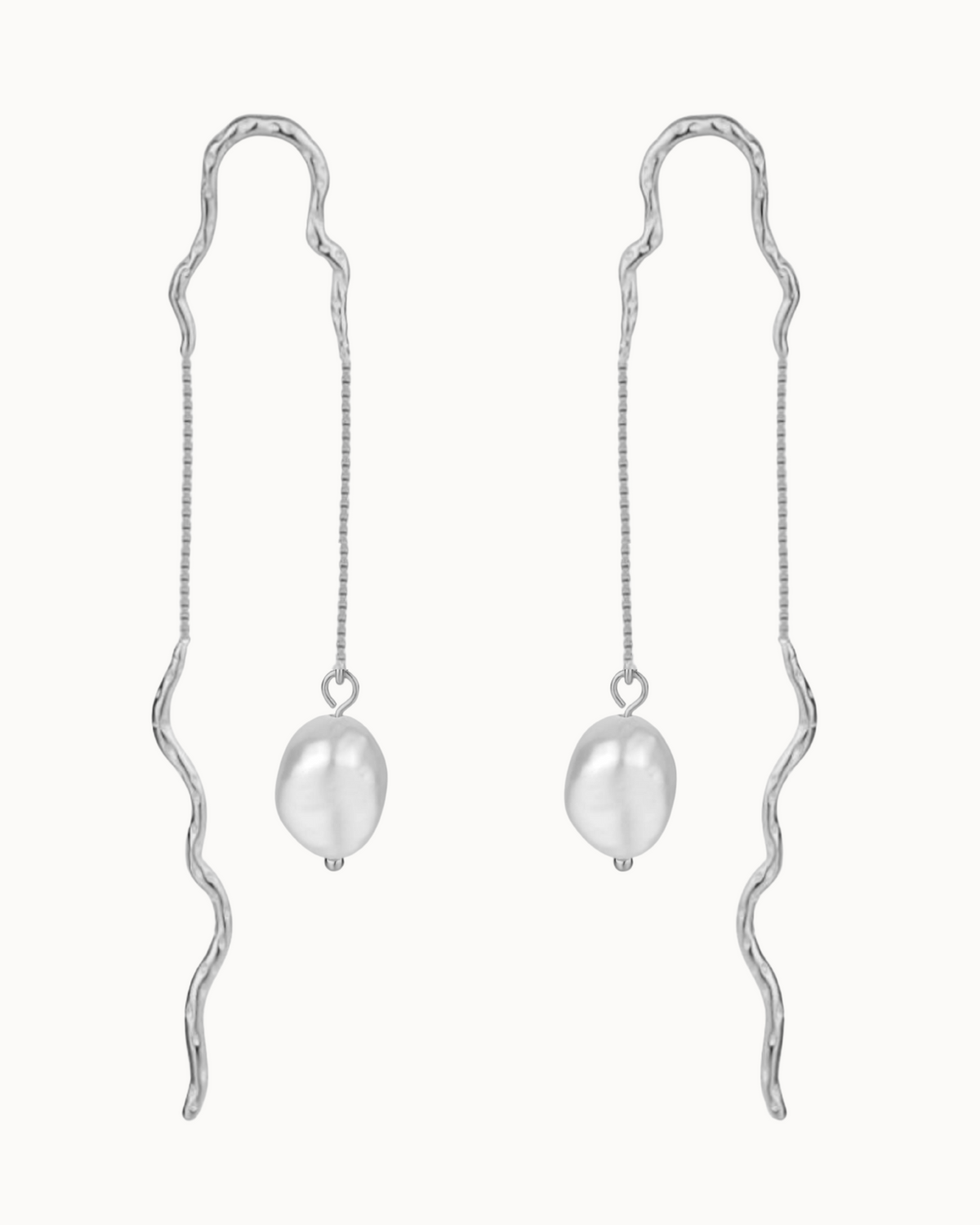 Raja Earrings øretråd i 925 sterlingsølv med ferskvandsperle