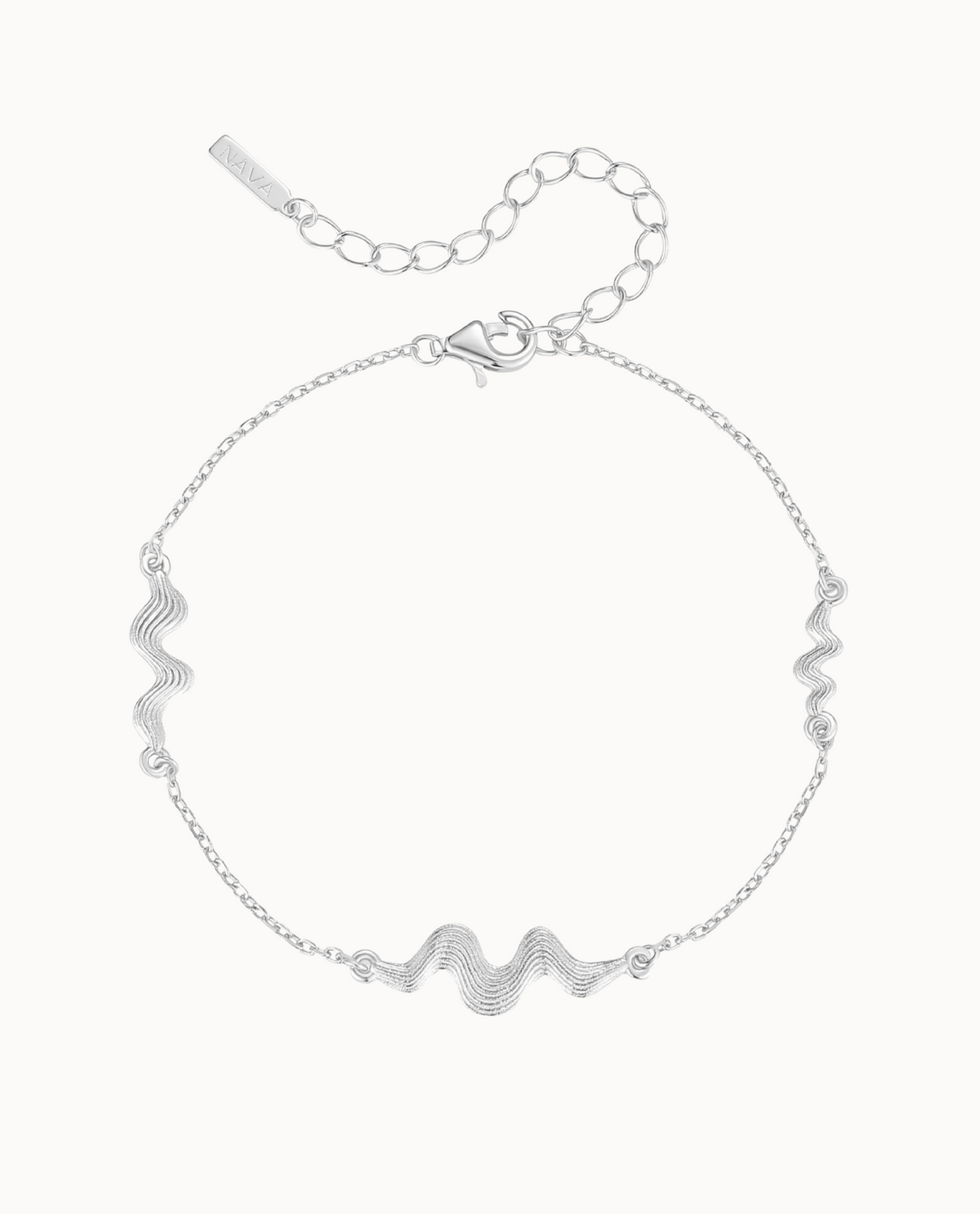 Reve bracelet in 925 sterling silver with three small wavy pendants