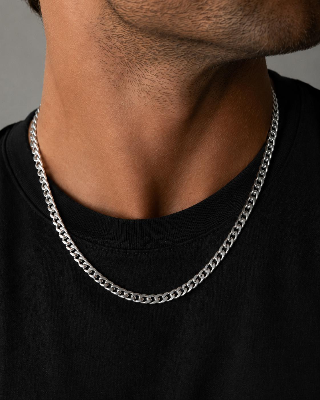 Rogue Chain 4,5 mm sølvfarvet herrehalskæde med chunky kædeled