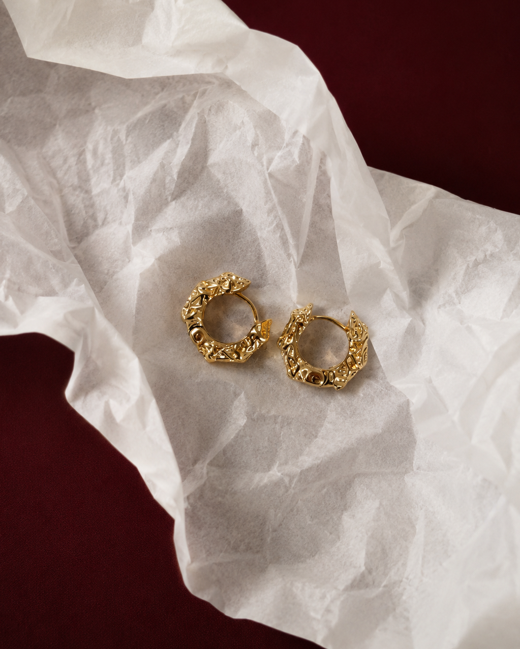 Sera Earrings, forgyldte chunky hoops med ujævne former