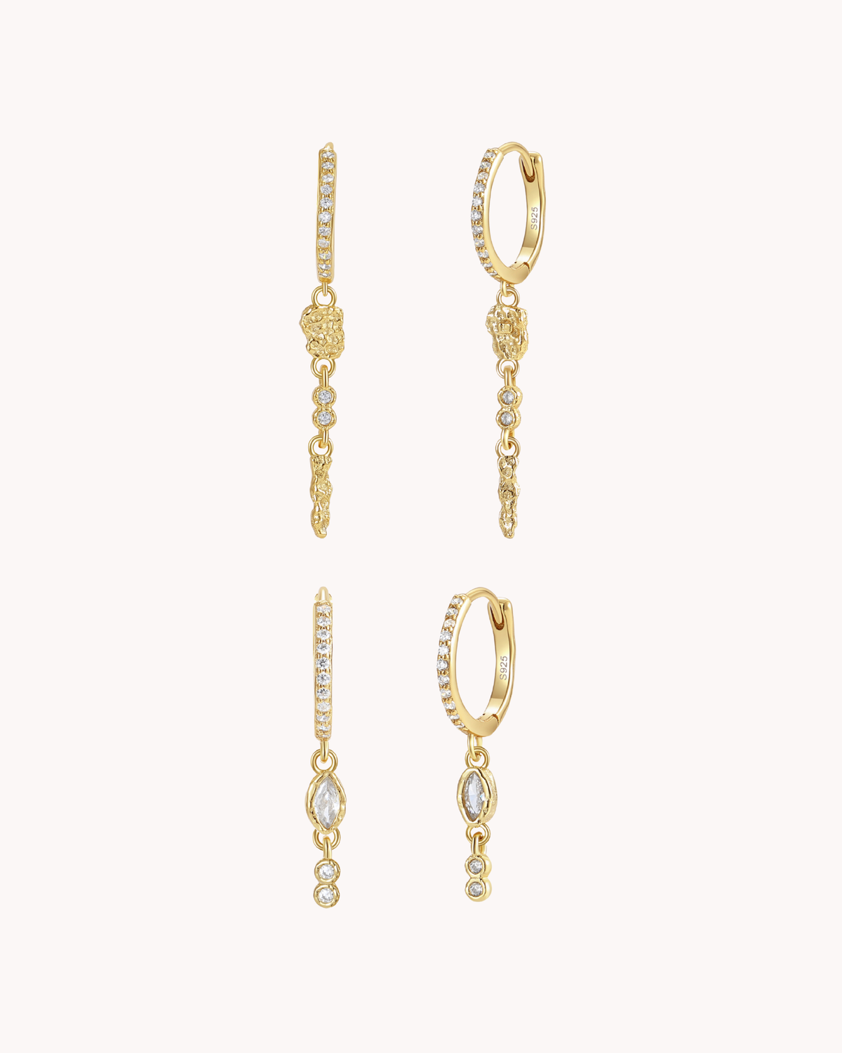 Serqet & Hather Gift Set mit zwei Paar Creolen aus 18K vergoldetem 925er Sterlingsilber mit Zirkonen