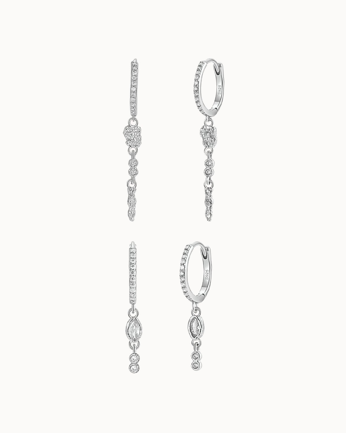 Serqet & Hather Gift Set with two pairs of hoops in 925 sterling silver with zirconia