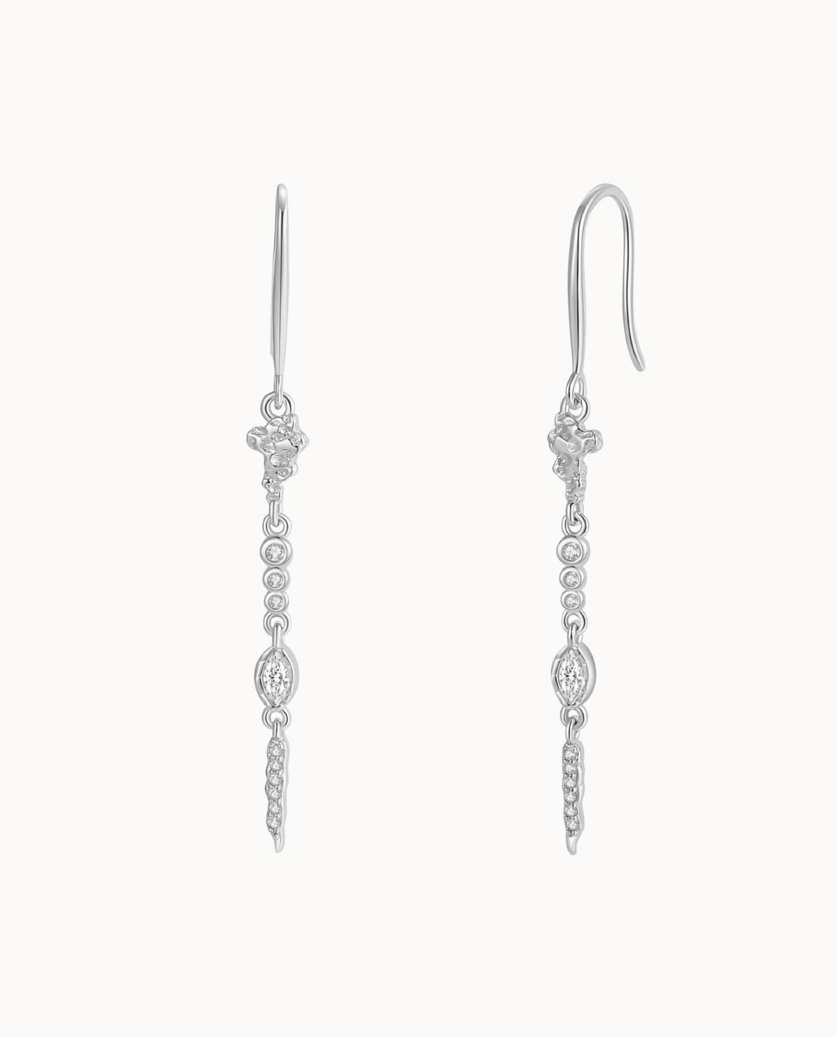 Seth earrings in 925 sterling silver with long design and sparkling zirconia