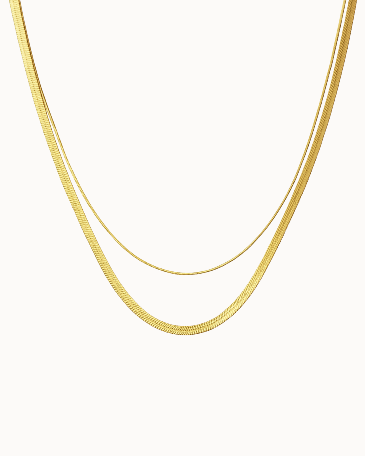 Snake Duo Necklace – dubbele platte slangenketting in 18K verguld, waterbestendig roestvrij staal