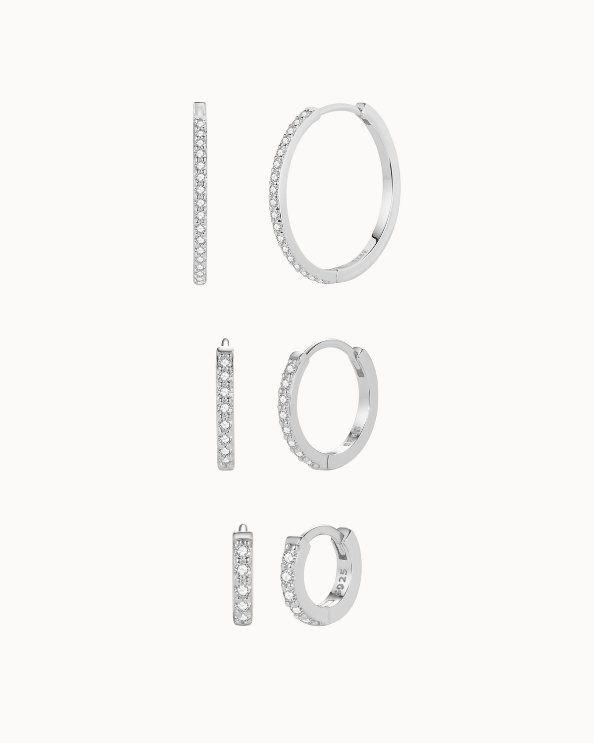 Aquila Earrings Stack Set i sølv – tre par øreringe i forskellige størrelser