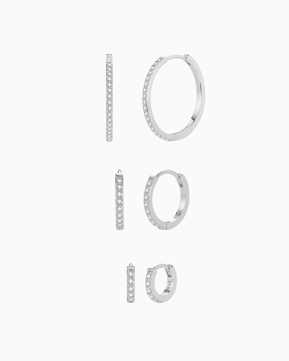 Aquila Earrings Stack Set i sølv – tre par øreringe i forskellige størrelser