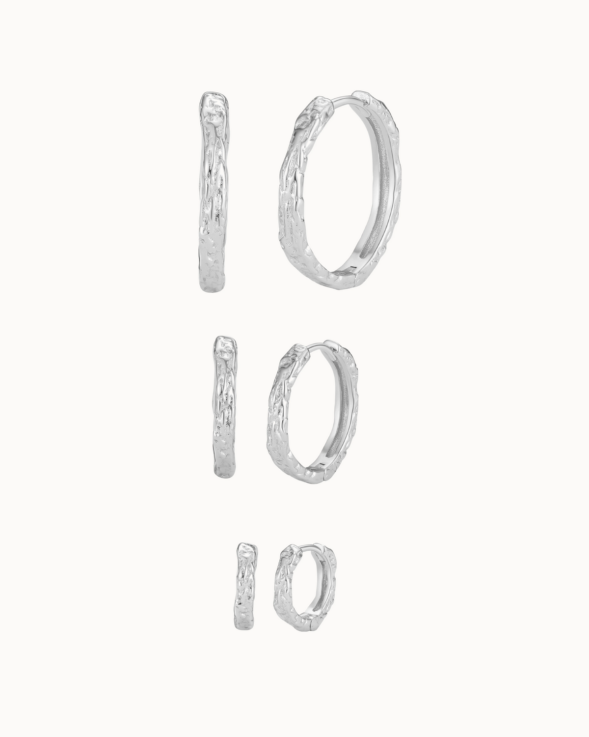 Elio Earrings Stack Set i sølv – tre par øreringe i forskellige størrelser