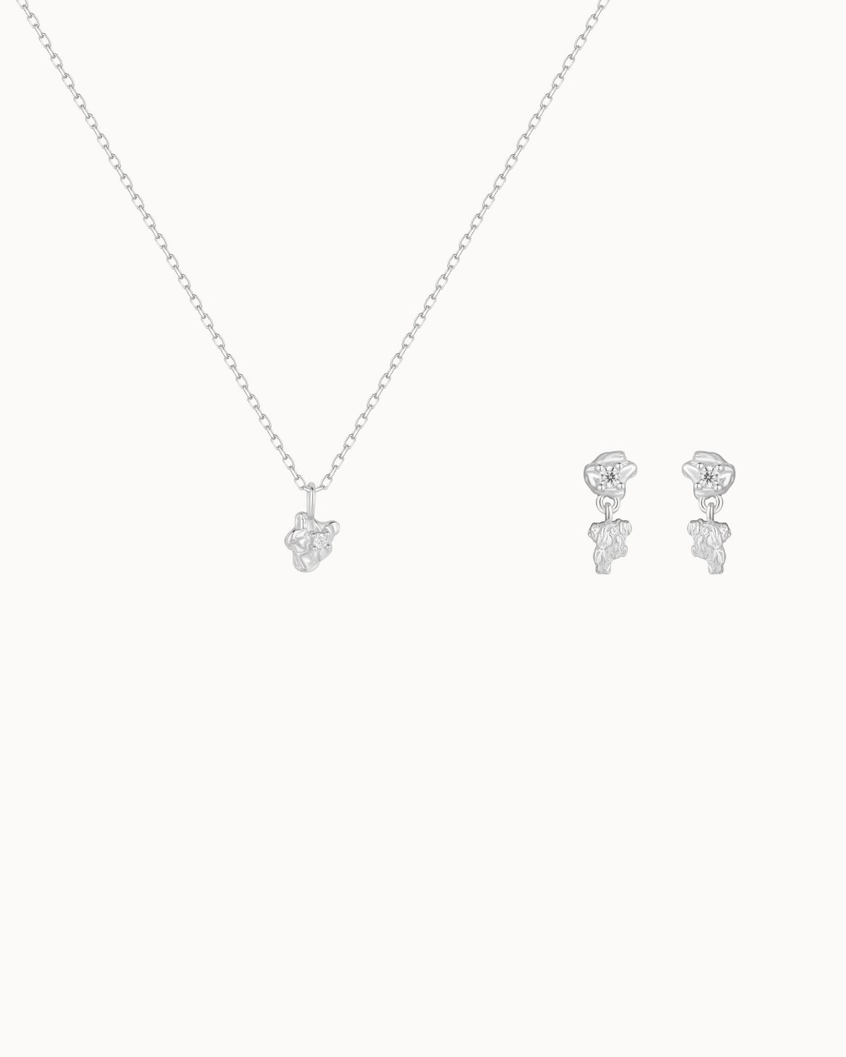 Terra & Enya Gift Set i sølv – halskæde og øreringe
