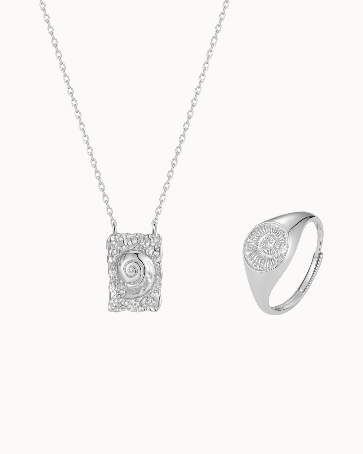 Darya & Shelly Gift Set i sølv – halskæde og ring