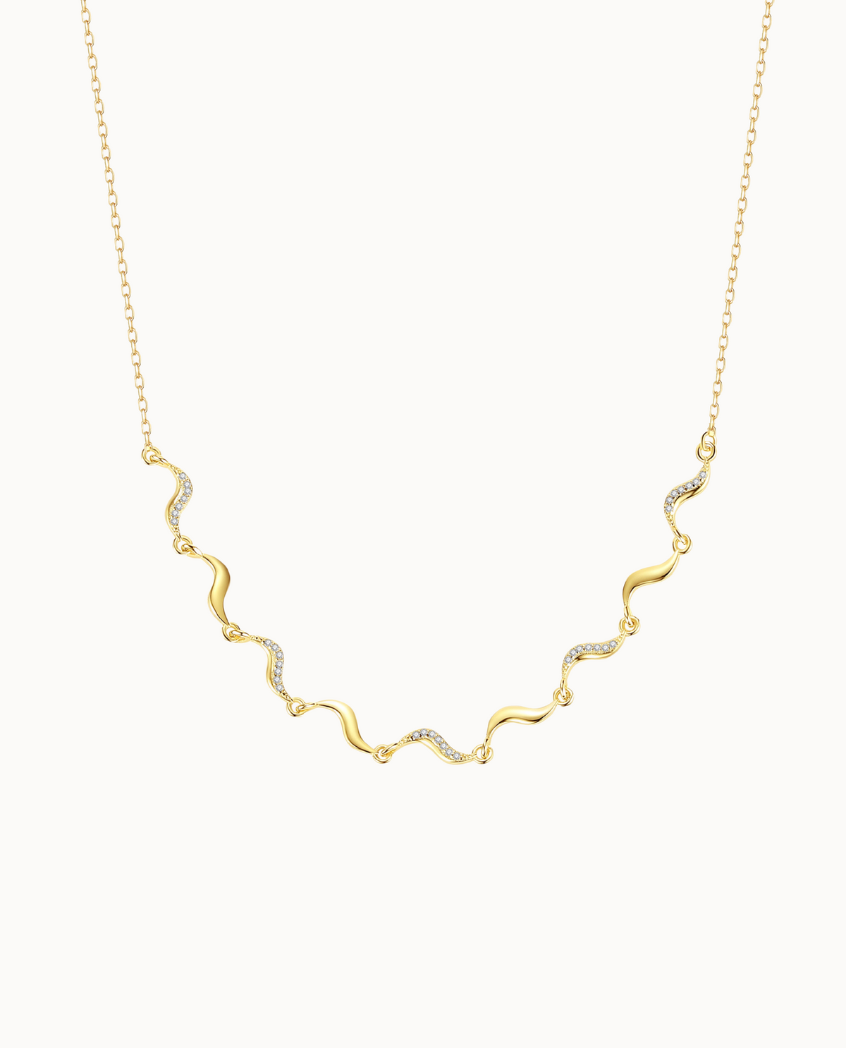 Stella Necklace in 18K gold-plated sterling silver with small pendants and clear zirconia