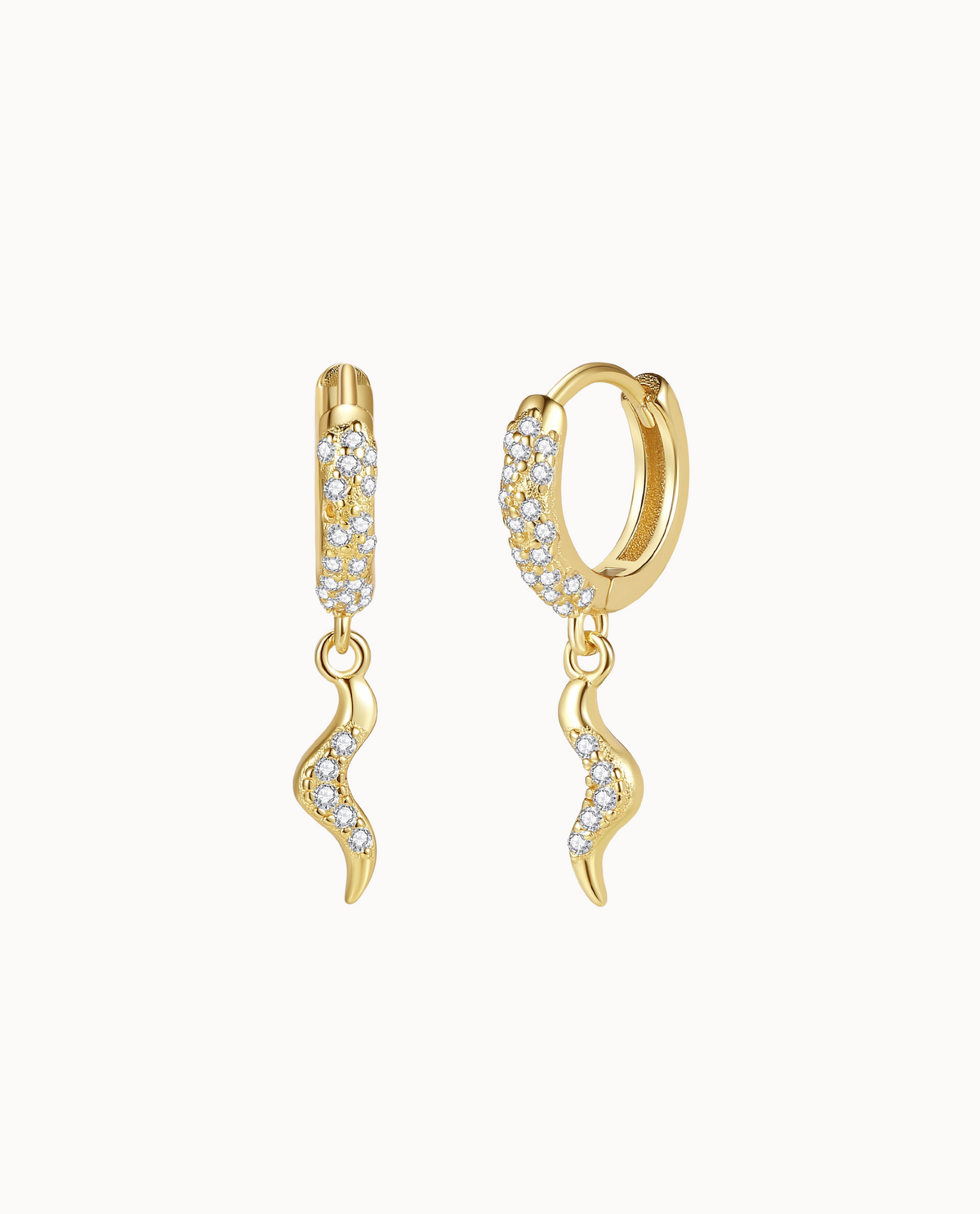 Tara Earrings in 18K gold-plated sterling silver – click hoop with pendant and zirconia