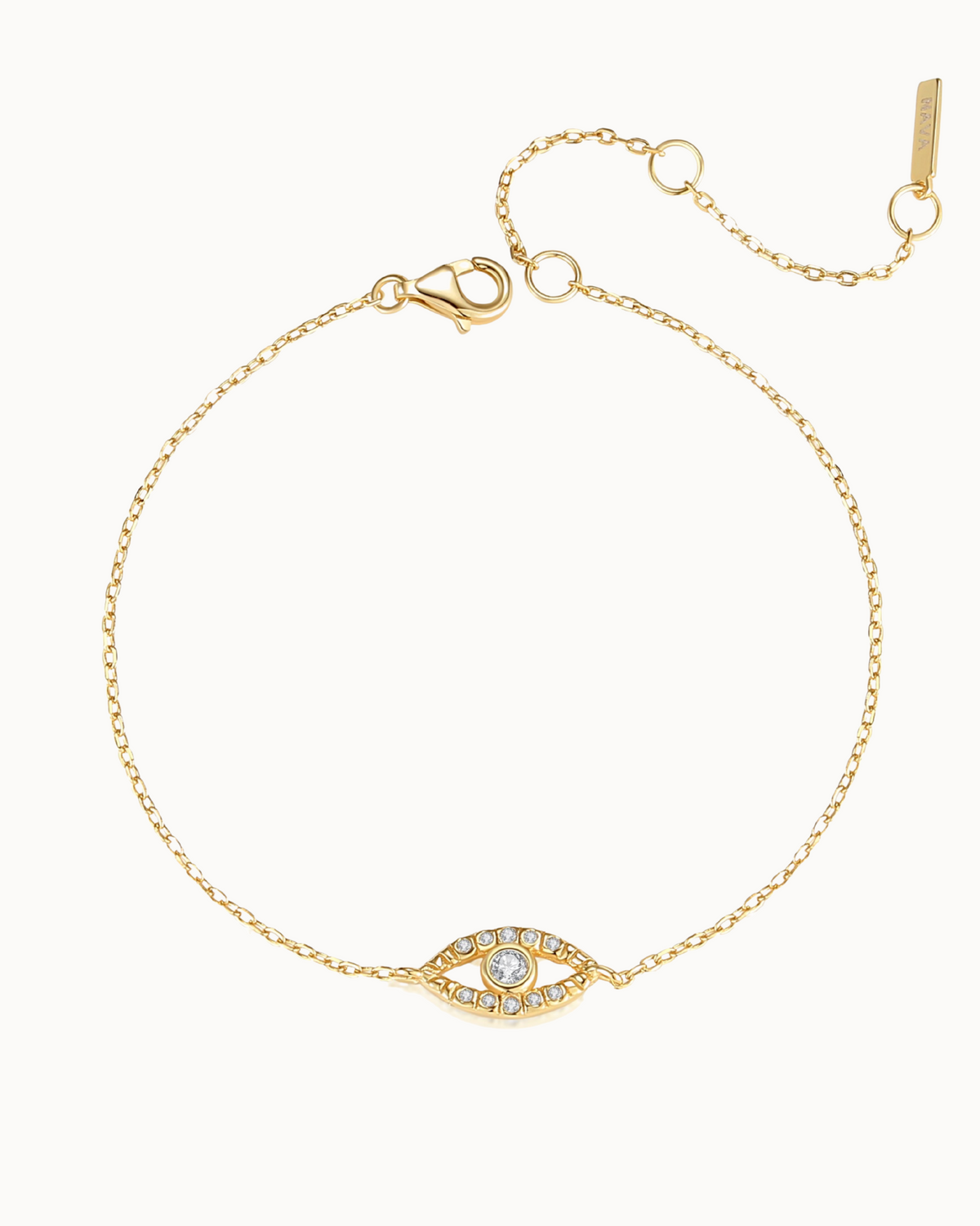 Tiye armbånd i 18K forgylt sterlingsølv med evil eye-anheng og funklende zirkoner