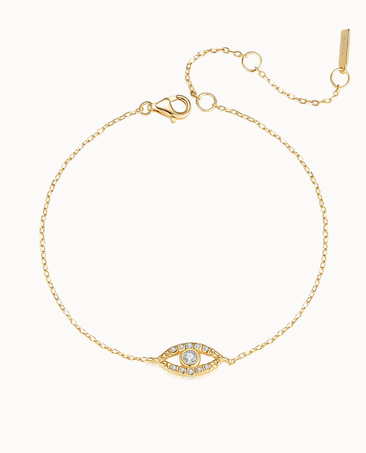 Tiye bracelet in 18K gold-plated sterling silver with evil eye pendant and sparkling zirconia