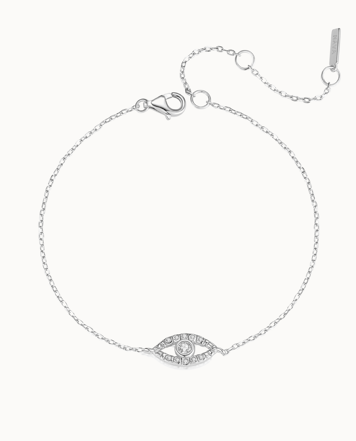 Tiye armband in 925 sterling zilver met evil eye-hanger en fonkelende zirkonen