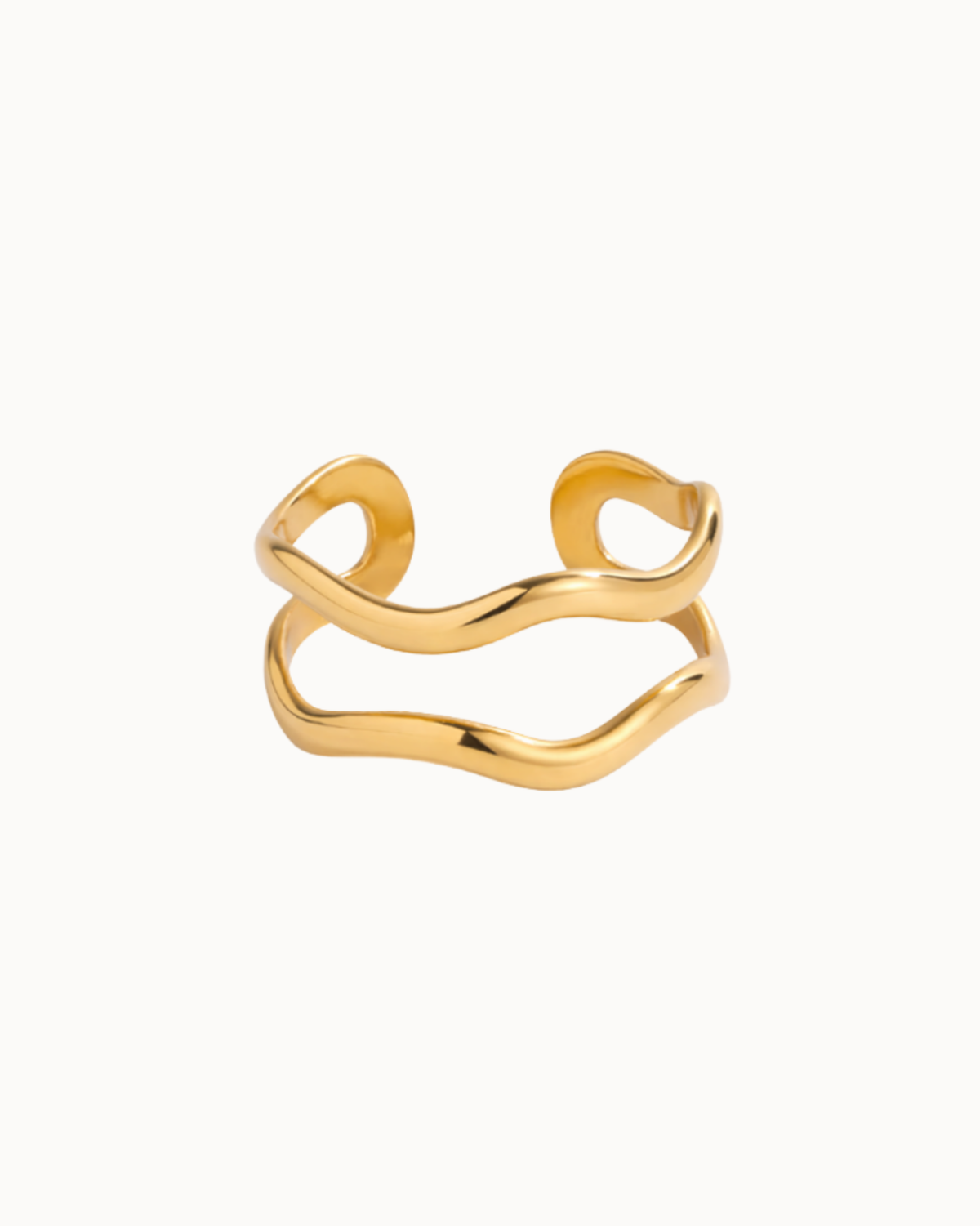 Unda Ring in 18K verguld, waterbestendig roestvrij staal met golvend ontwerp