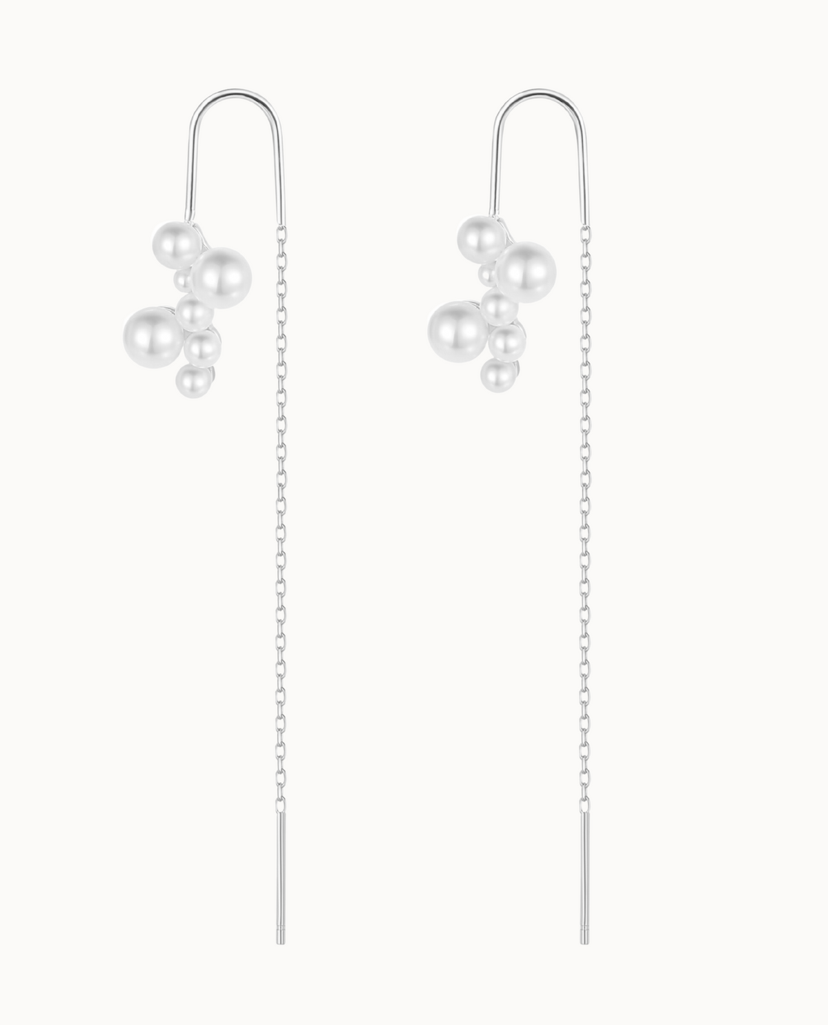 Varsha Earrings i 925 sterlingsølv – øretråd med fin perleklase
