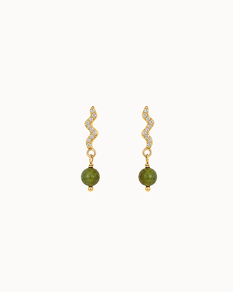 Vivienne earrings in 18K gold-plated 925 sterling silver with sparkling stone and green stone