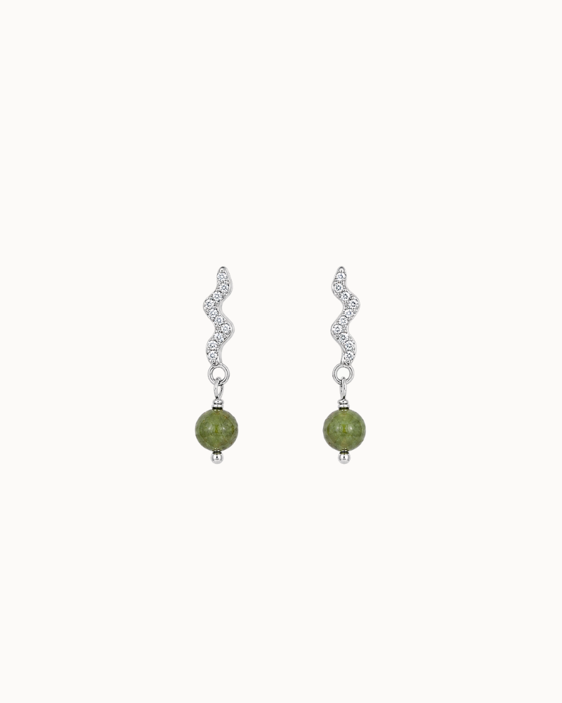 Vivienne earrings in 925 sterling silver with sparkling stone and green stone