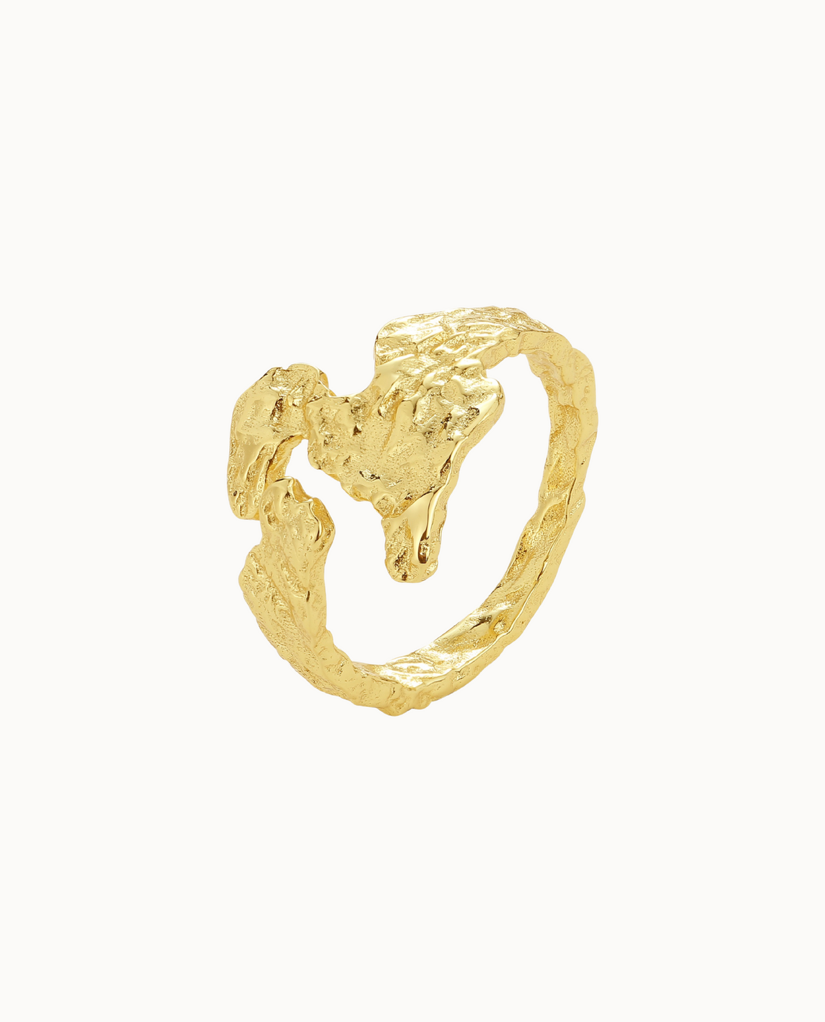 Adika Ring aus 18K vergoldetem Sterlingsilber – verstellbarer Ring mit organischer Struktur