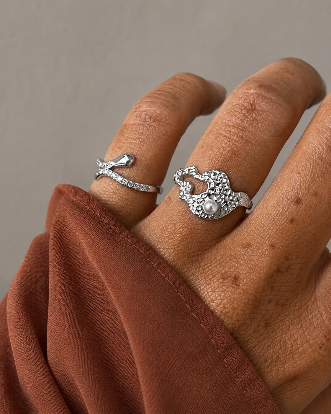 Adira 925 sterling silver ring with organic hammered surface