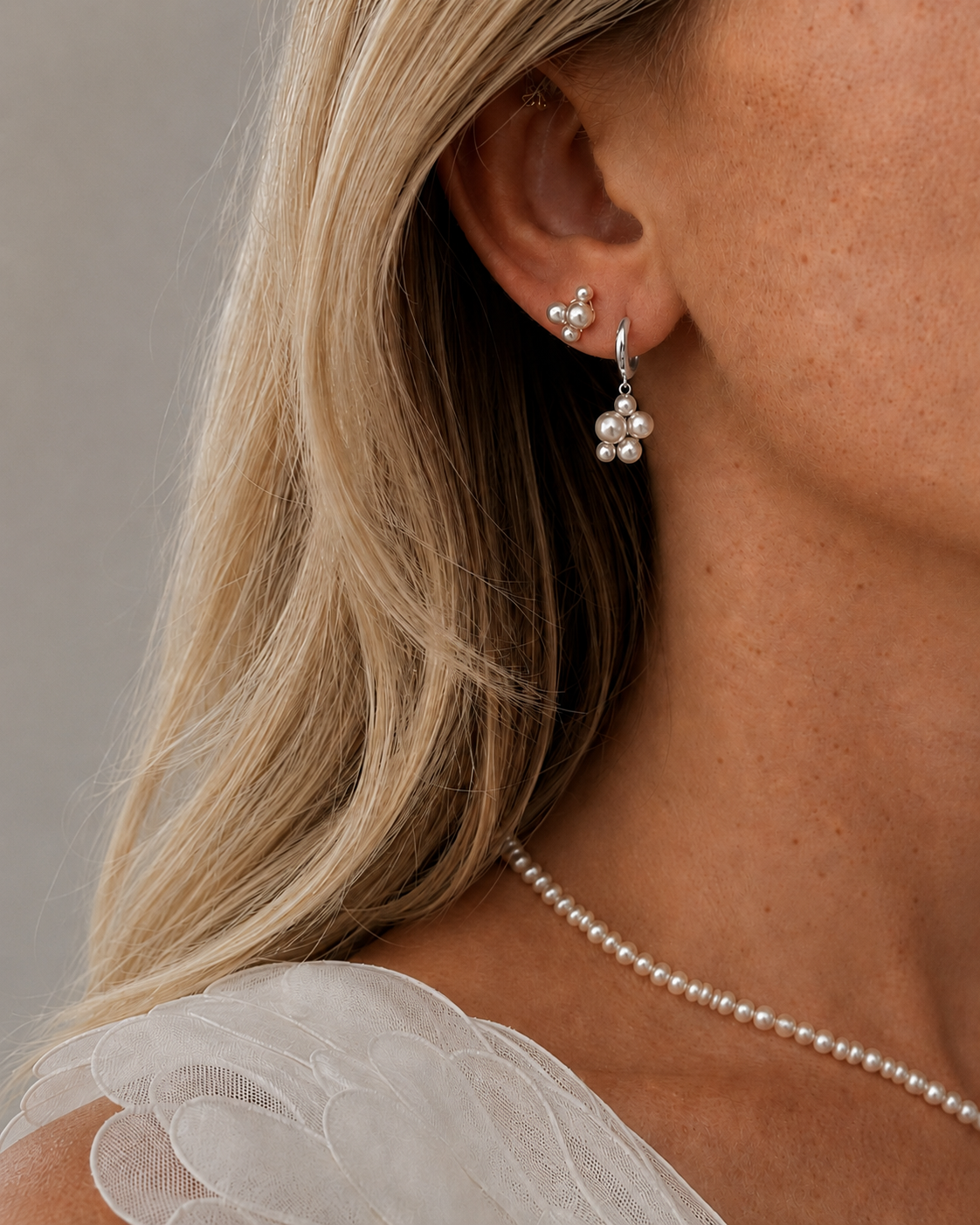 Aella creolen van 925 sterling zilver met elegante parelhanger