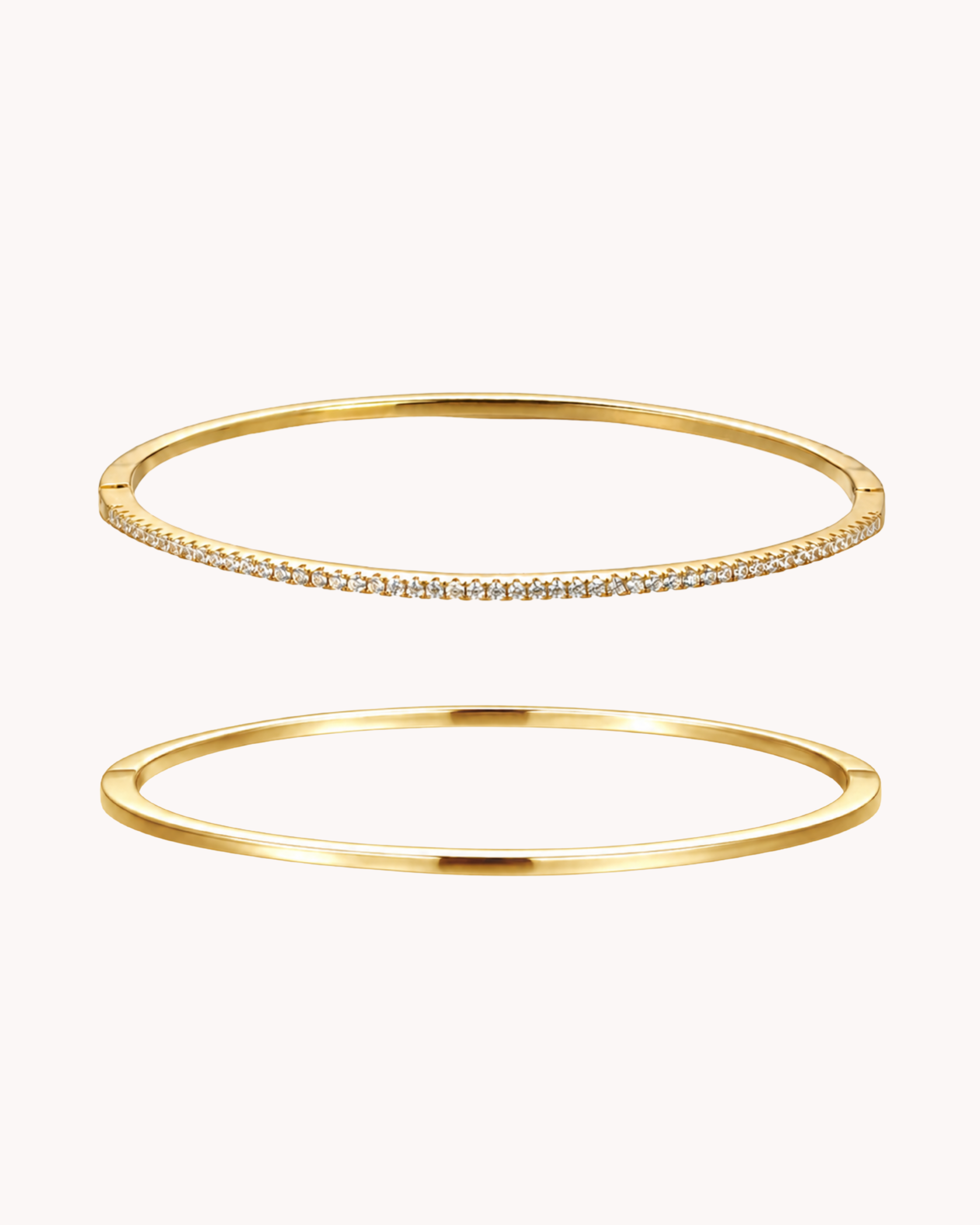 Alasia & Alhena Gift Set med to faste armbånd i forgyldt rustfrit stål