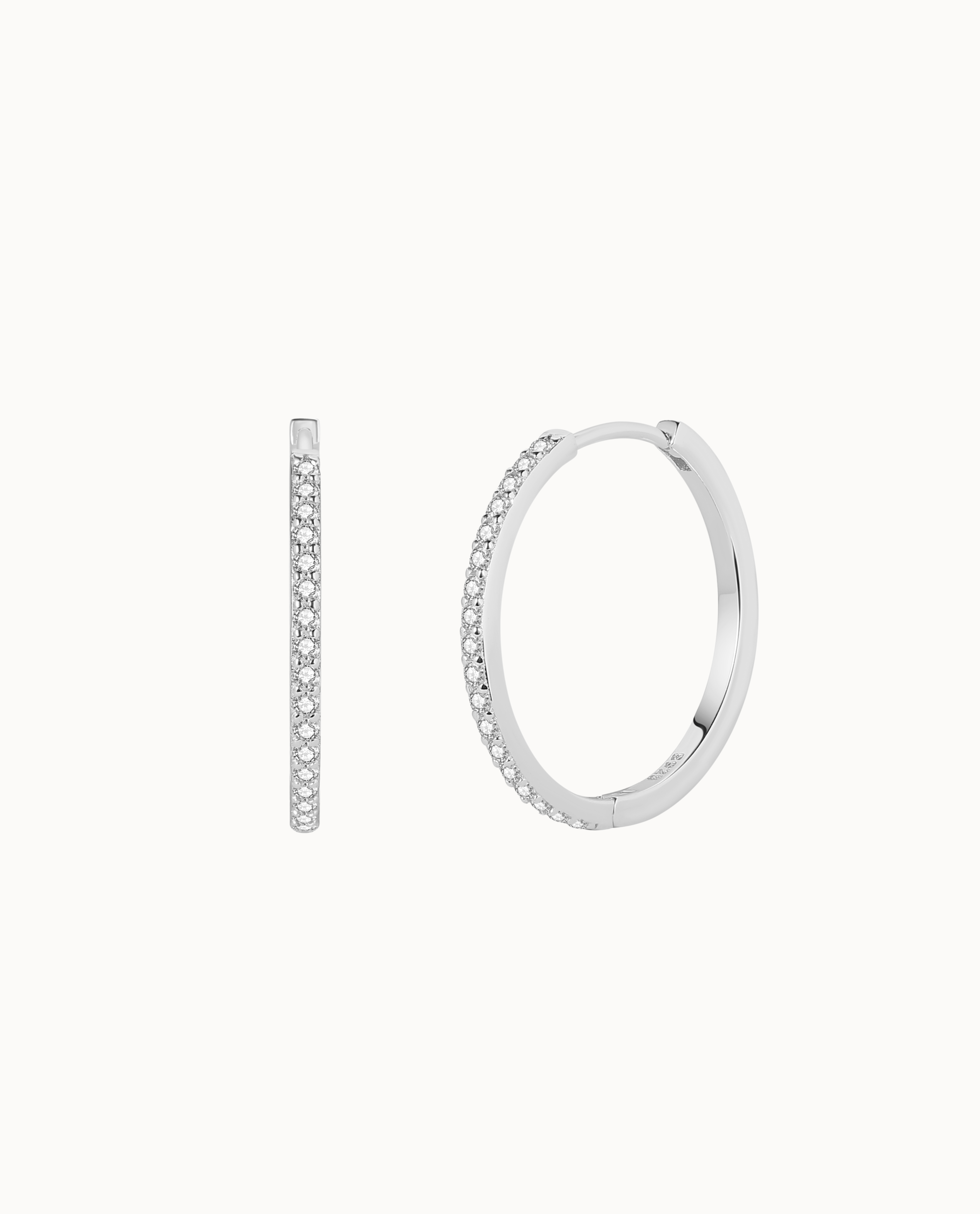 Aquila M silver hoops filled with clear cubic zirconia