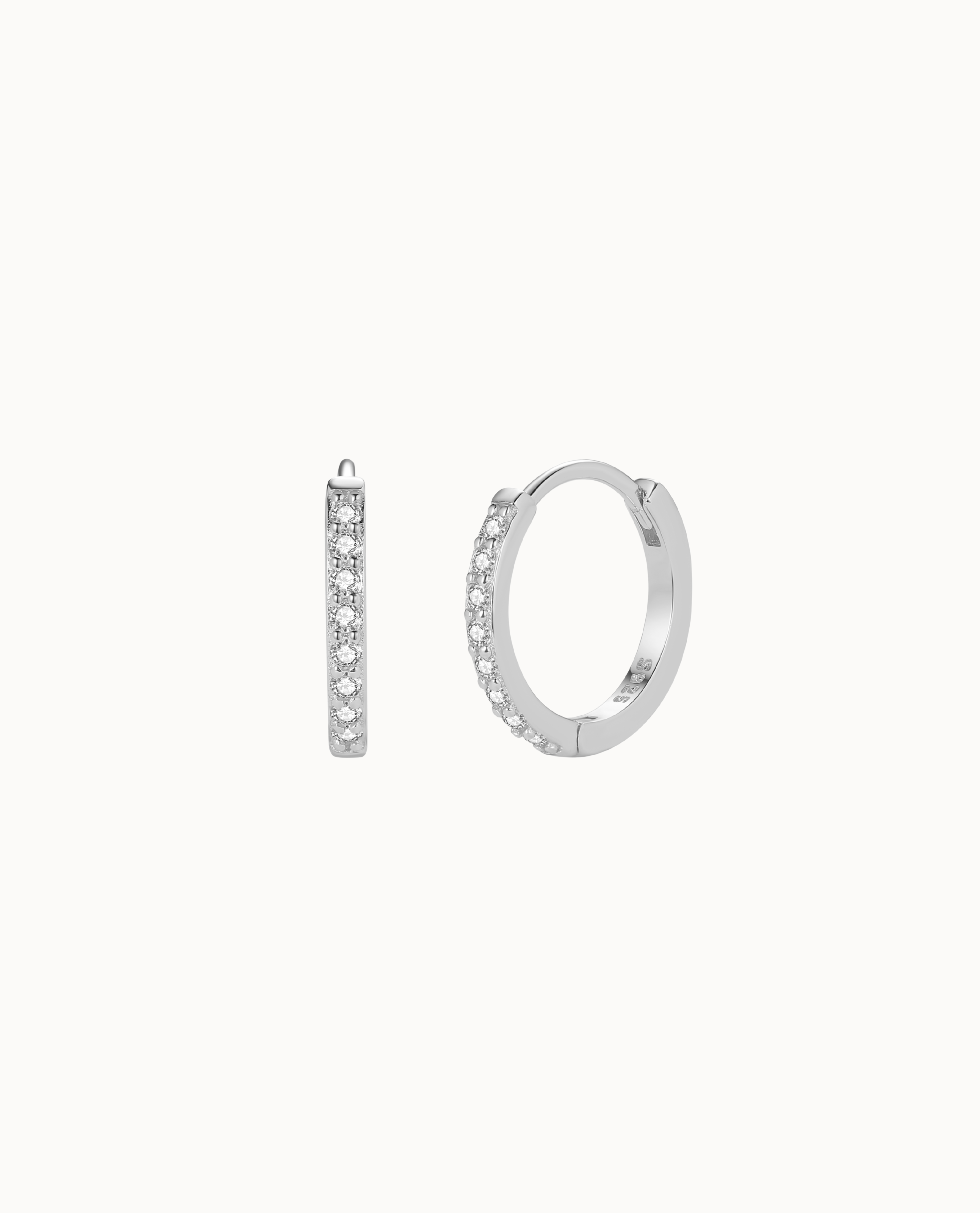 Aquila Earrings S in 925 sterling silver – classic hoop with clear zirconia