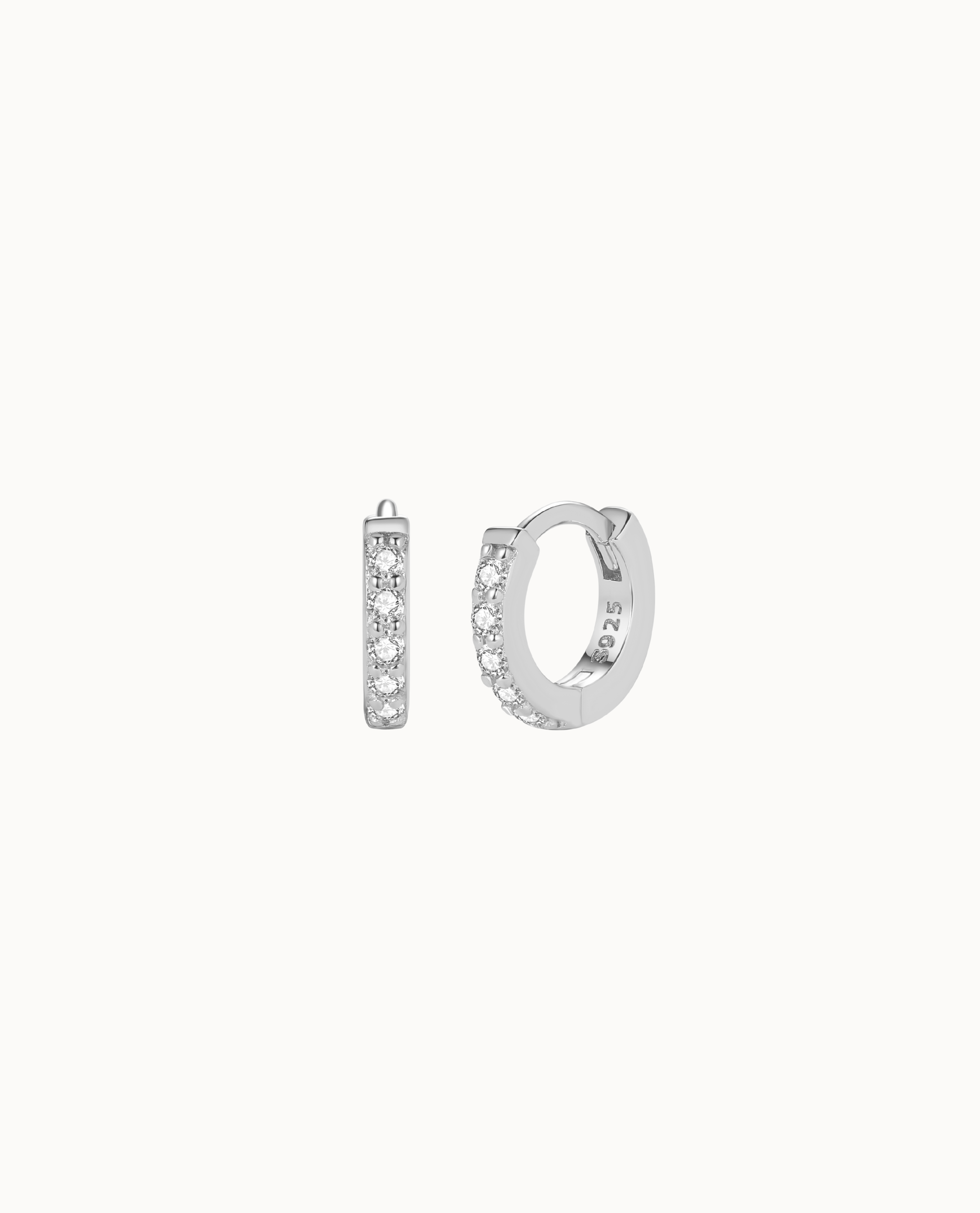 Aquila Earrings XS in 925 sterling silver – mini hoop with clear zirconia