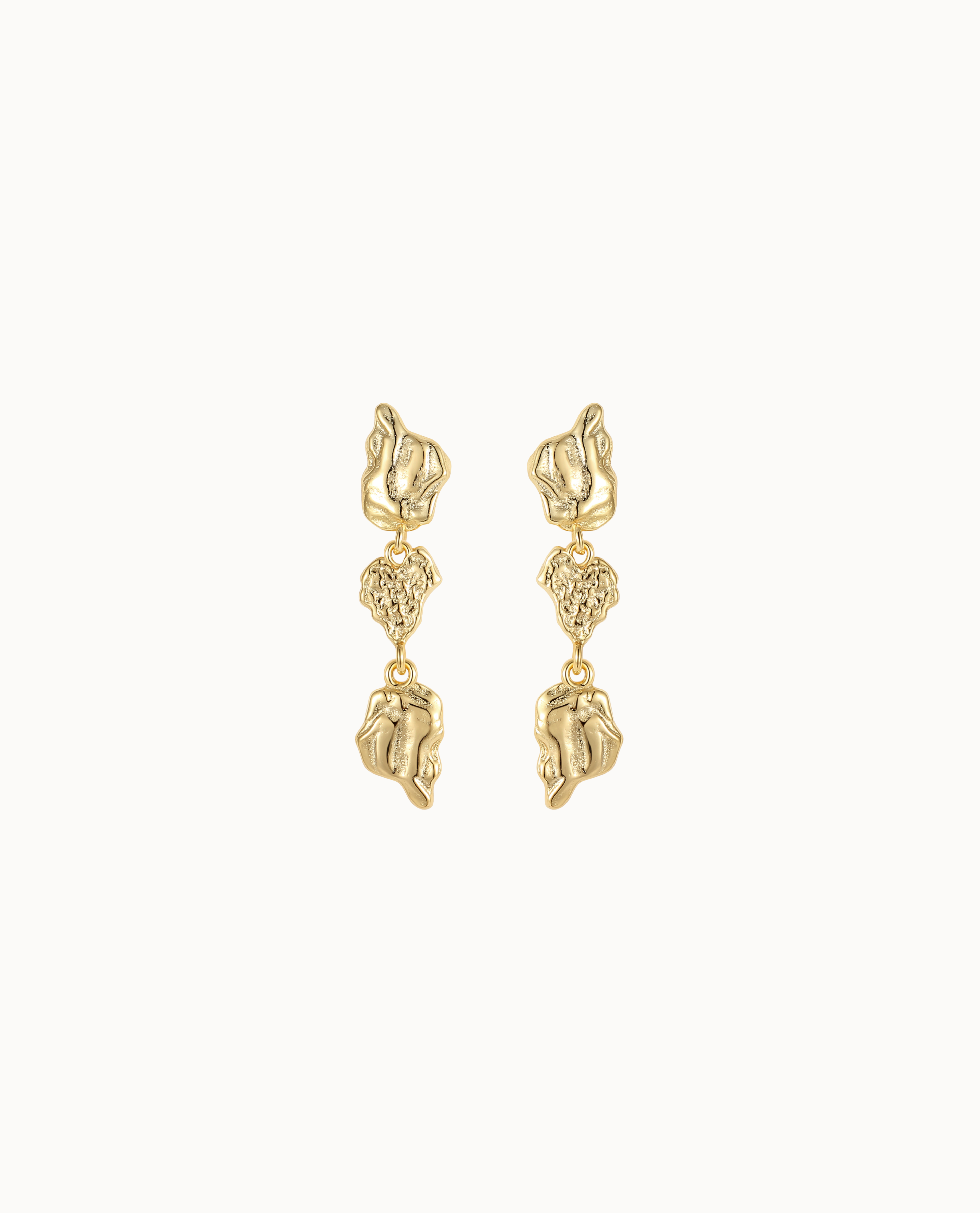 Arihi Earrings i 18K forgyldt sterlingsølv – dråbeformede øreringe med tre organiske elementer