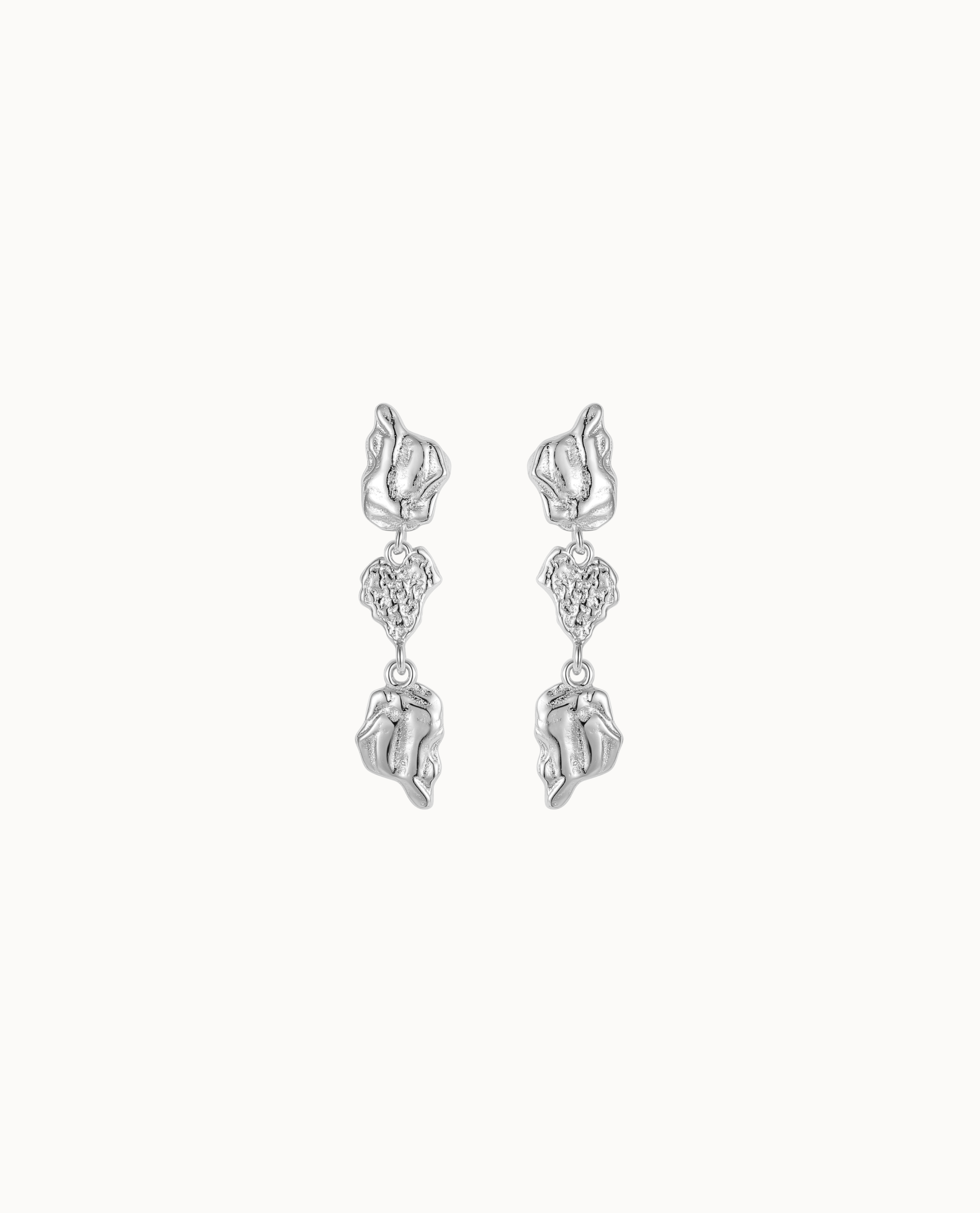 Arihi Earrings aus 925er Sterlingsilber – tropfenförmige Ohrringe mit drei organischen Elementen