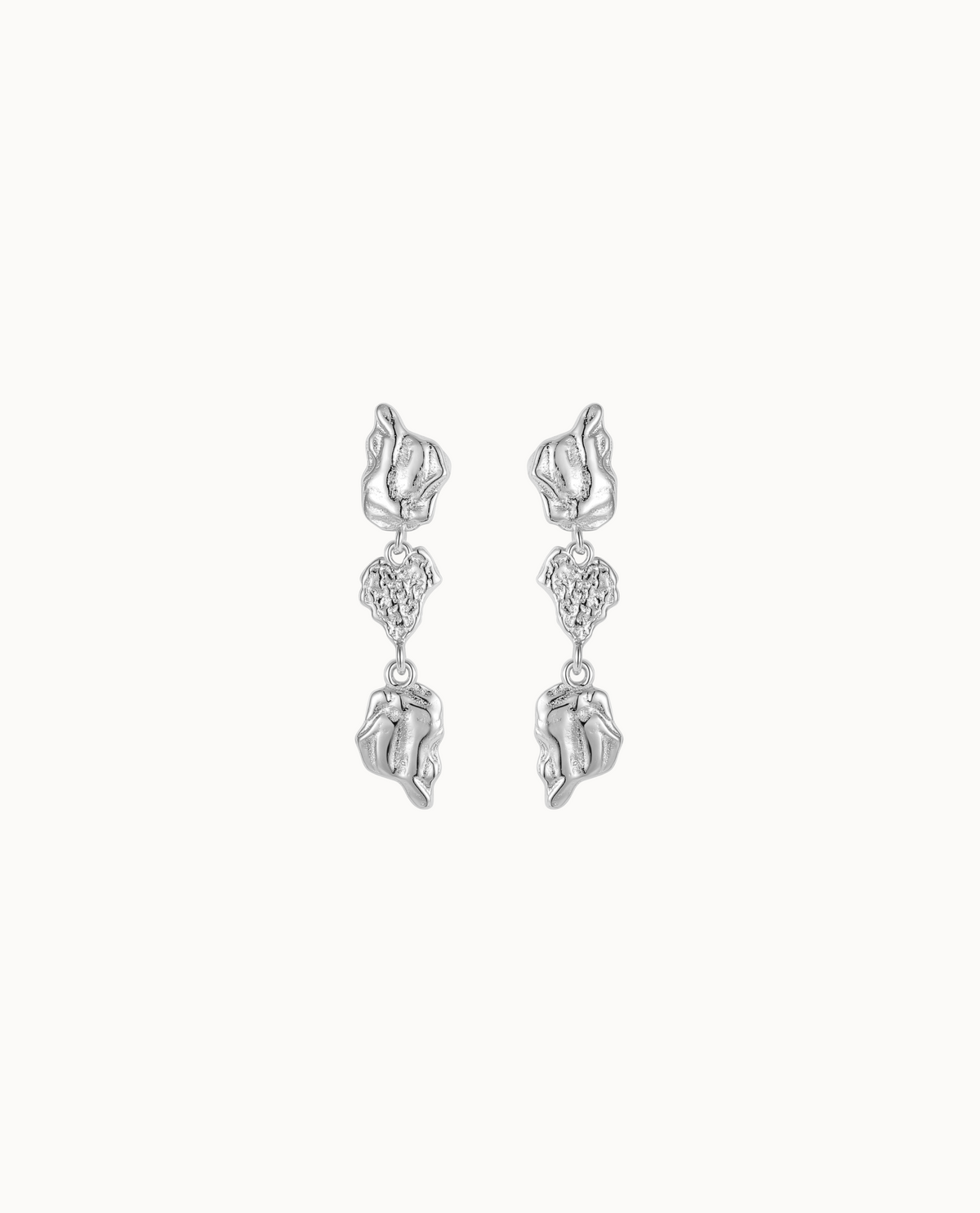 Arihi Earrings i 925 sterlingsølv – dråbeformede øreringe med tre organiske elementer