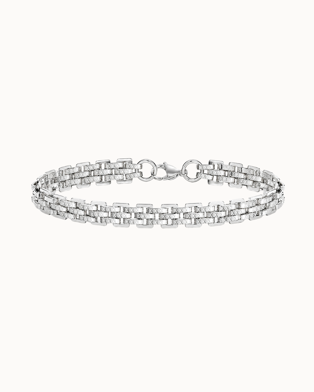 Atlas silberfarbenes Herrenarmband mit geometrischem Kettendesign