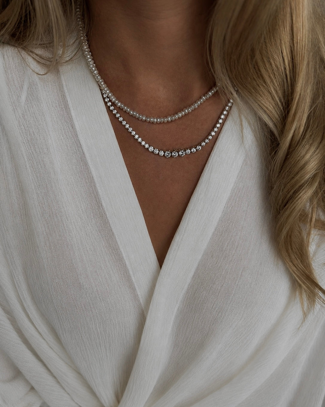 Gold-plated Aurelia Tennis Necklace with clear cubic zirconia