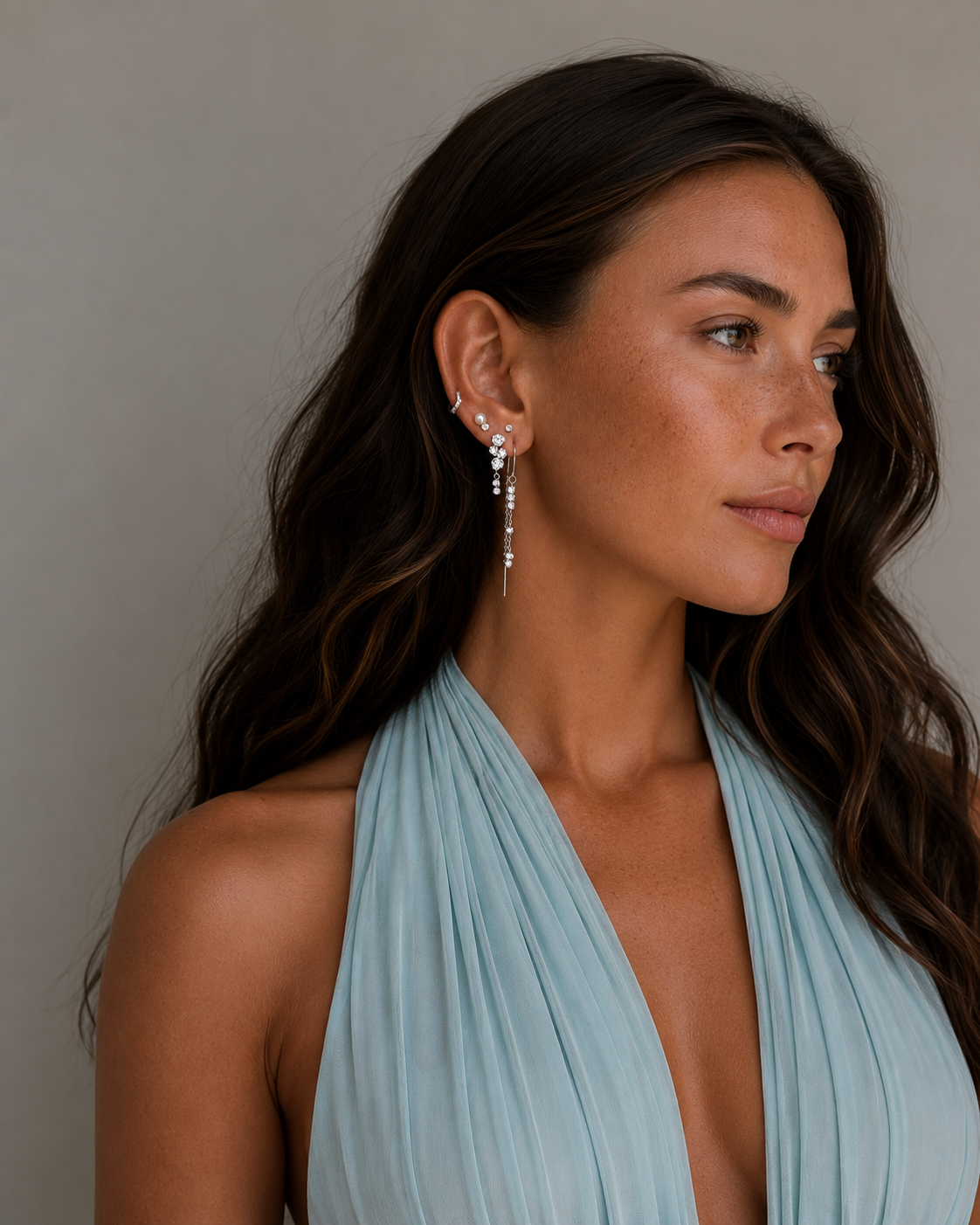 Kombination af Avira, Selkie og Seraya øreringe i sølv
