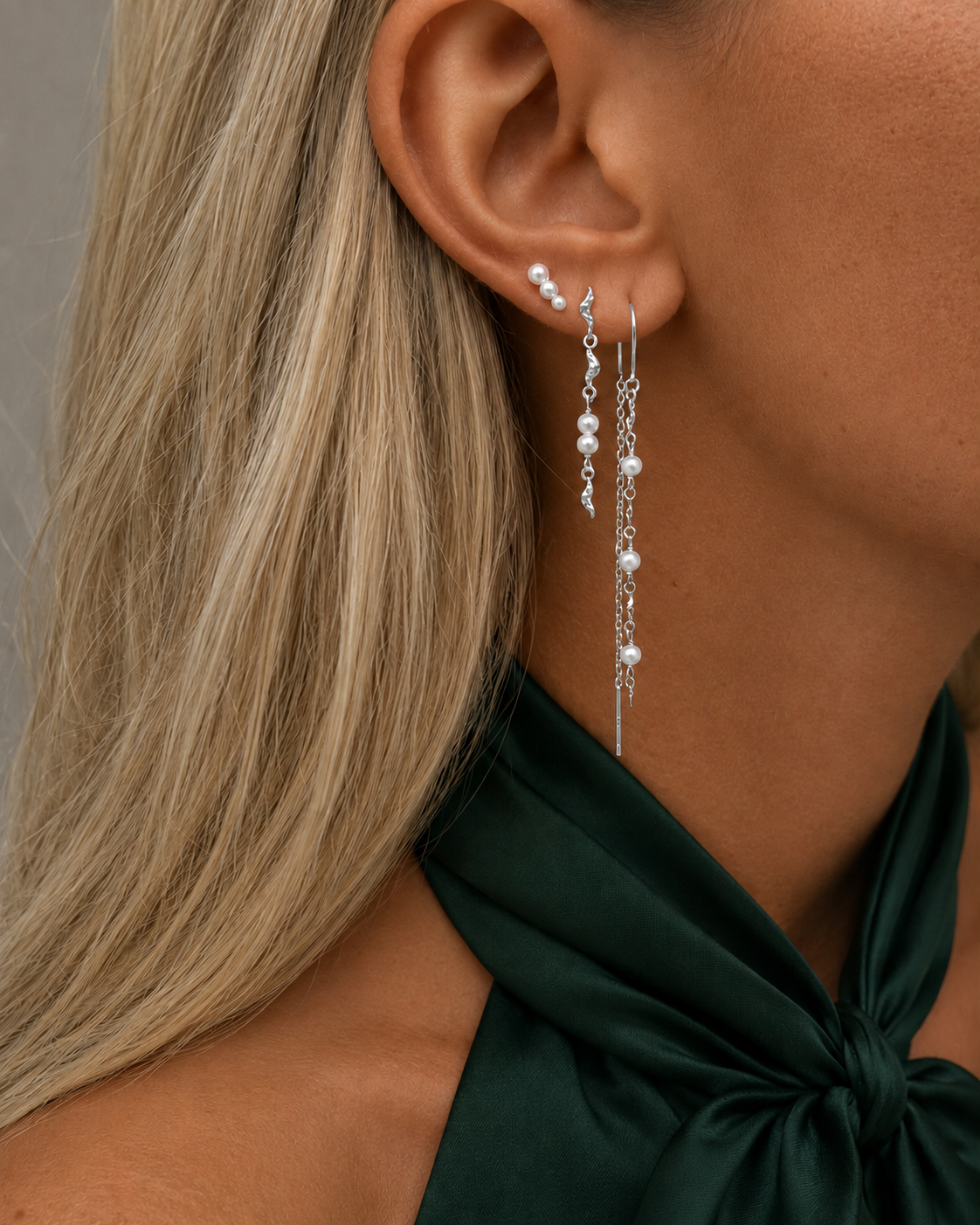 Balti oorknopjes met zacht, gebogen design en parels in 925 sterling zilver
