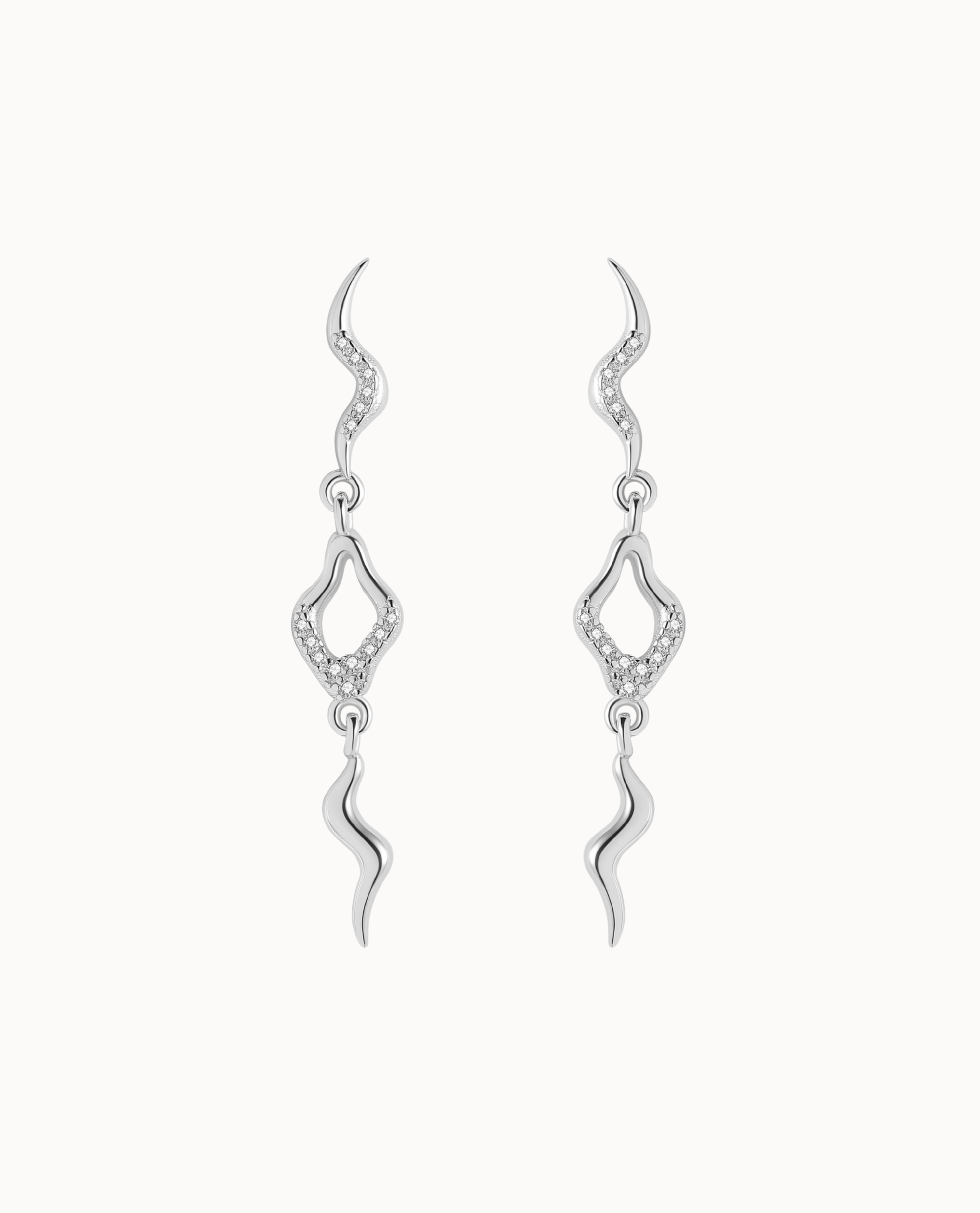 Capella Earrings i 925 sterlingsølv med tre vedhæng fyldt med zirkoner