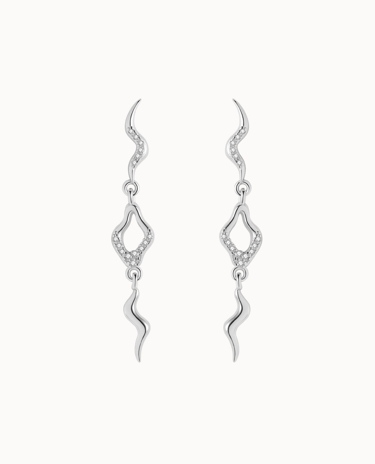 Capella Earrings i 925 sterlingsølv med tre vedhæng fyldt med zirkoner