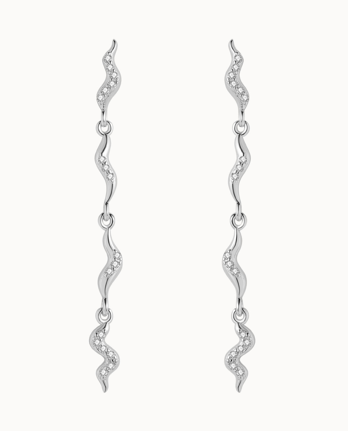 Chara Earrings in 925 sterling silver with four pendants filled with zirconia