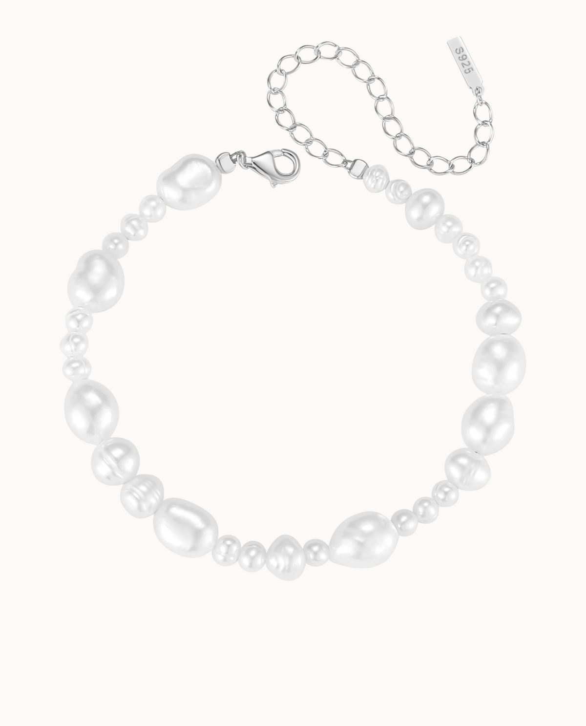 Cordelia Bracelet in 925 sterling zilver met parels in verschillende vormen
