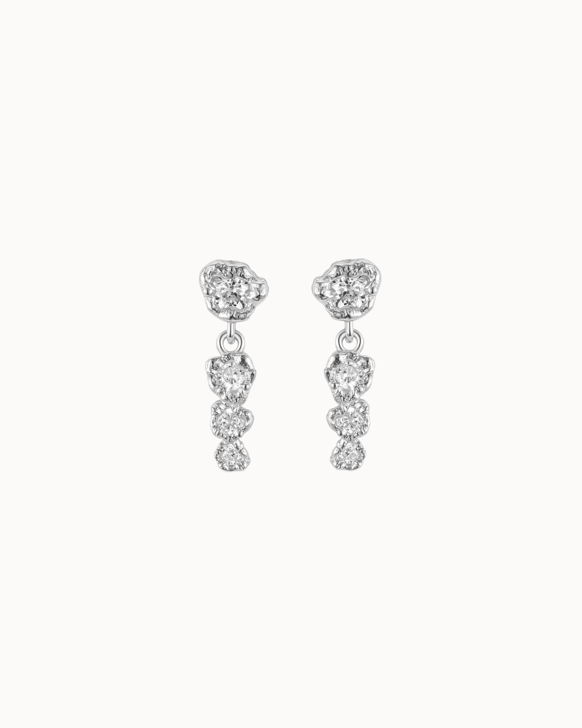 Cressida earrings in 925 sterling silver with set stones and an elongated drop