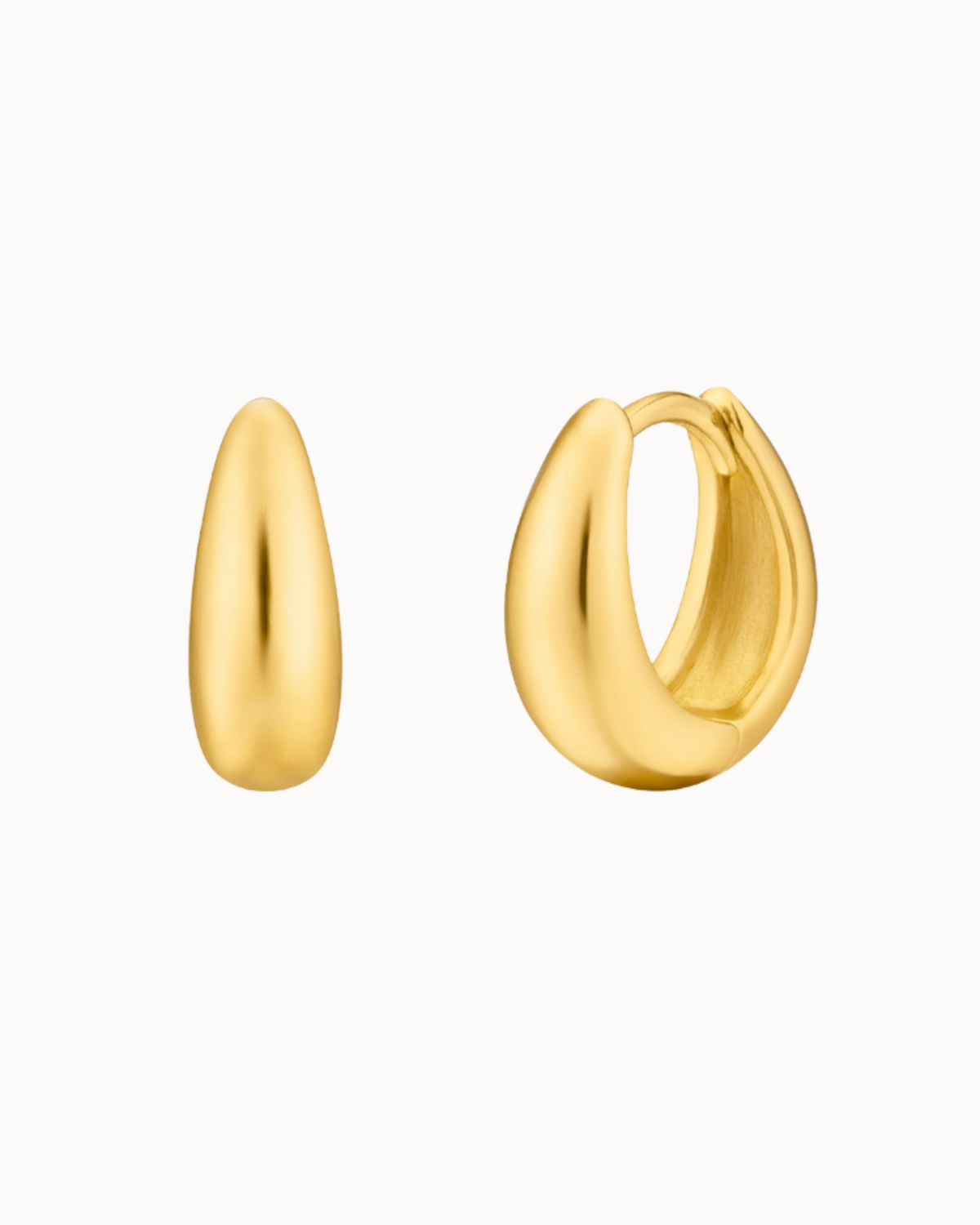 Ease Earrings L – afgeronde creolen in 18K verguld, waterbestendig roestvrij staal