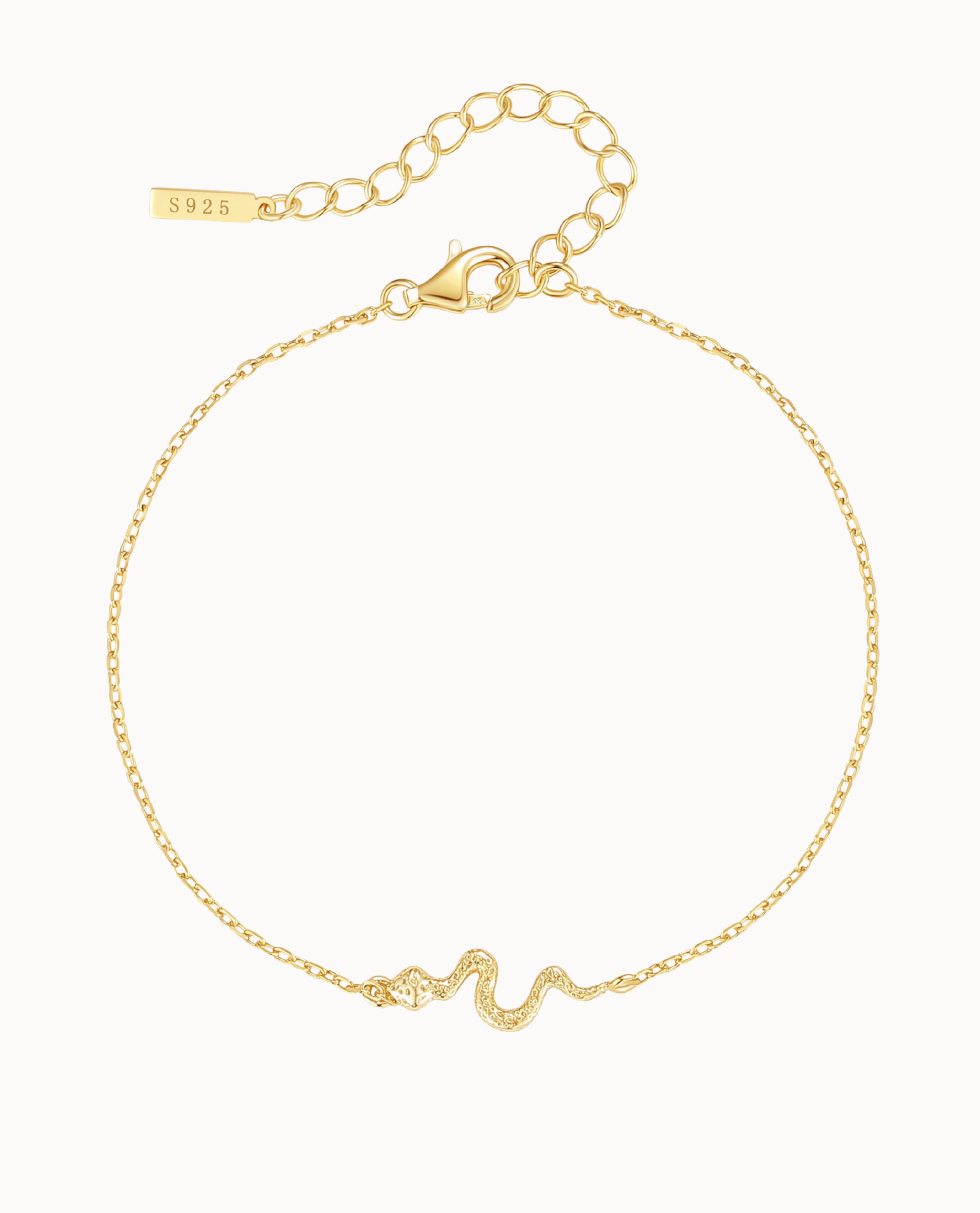 Elaphe Armband aus 18K vergoldetem Sterlingsilber mit feiner Kette und kleinem Schlangenanhänger