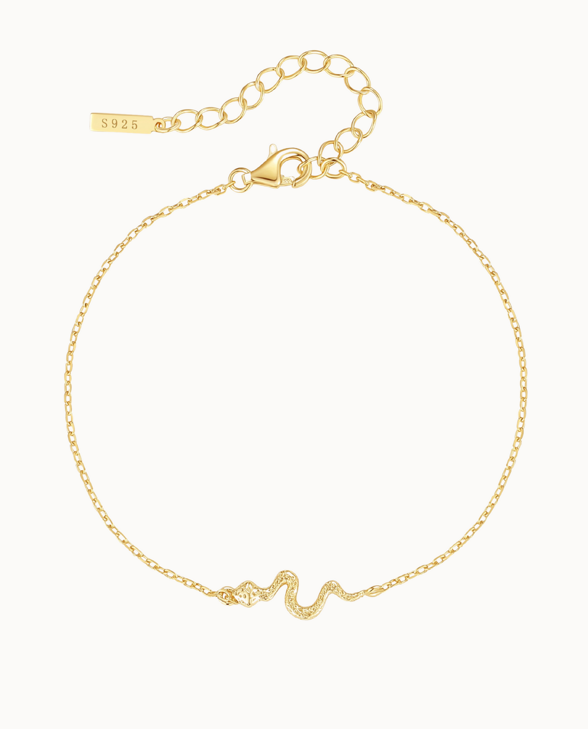 Elaphe armband in 18K verguld sterling zilver met fijne ketting en kleine slangenhanger
