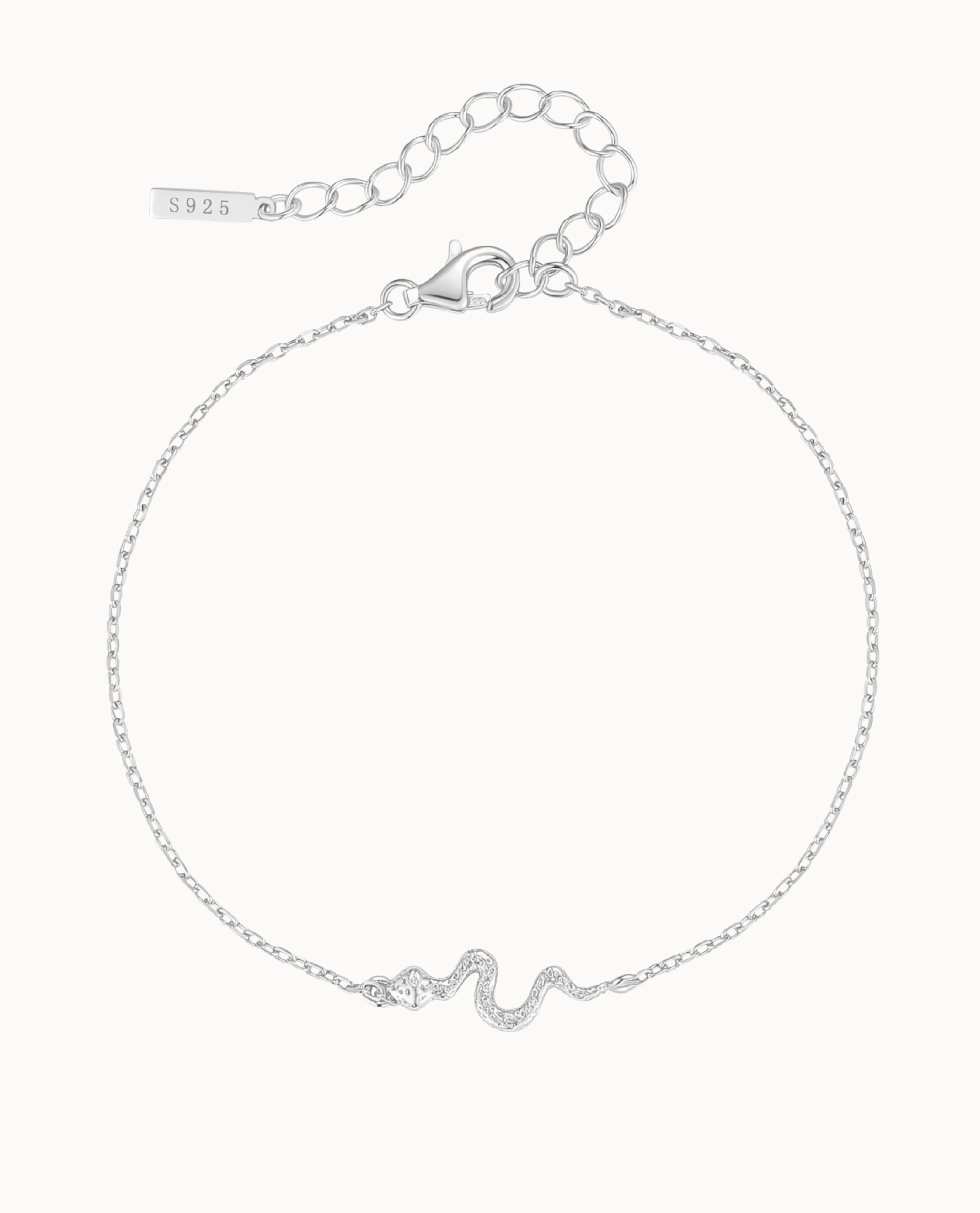 Elaphe Armband aus 925er Sterlingsilber mit feiner Kette und kleinem Schlangenanhänger