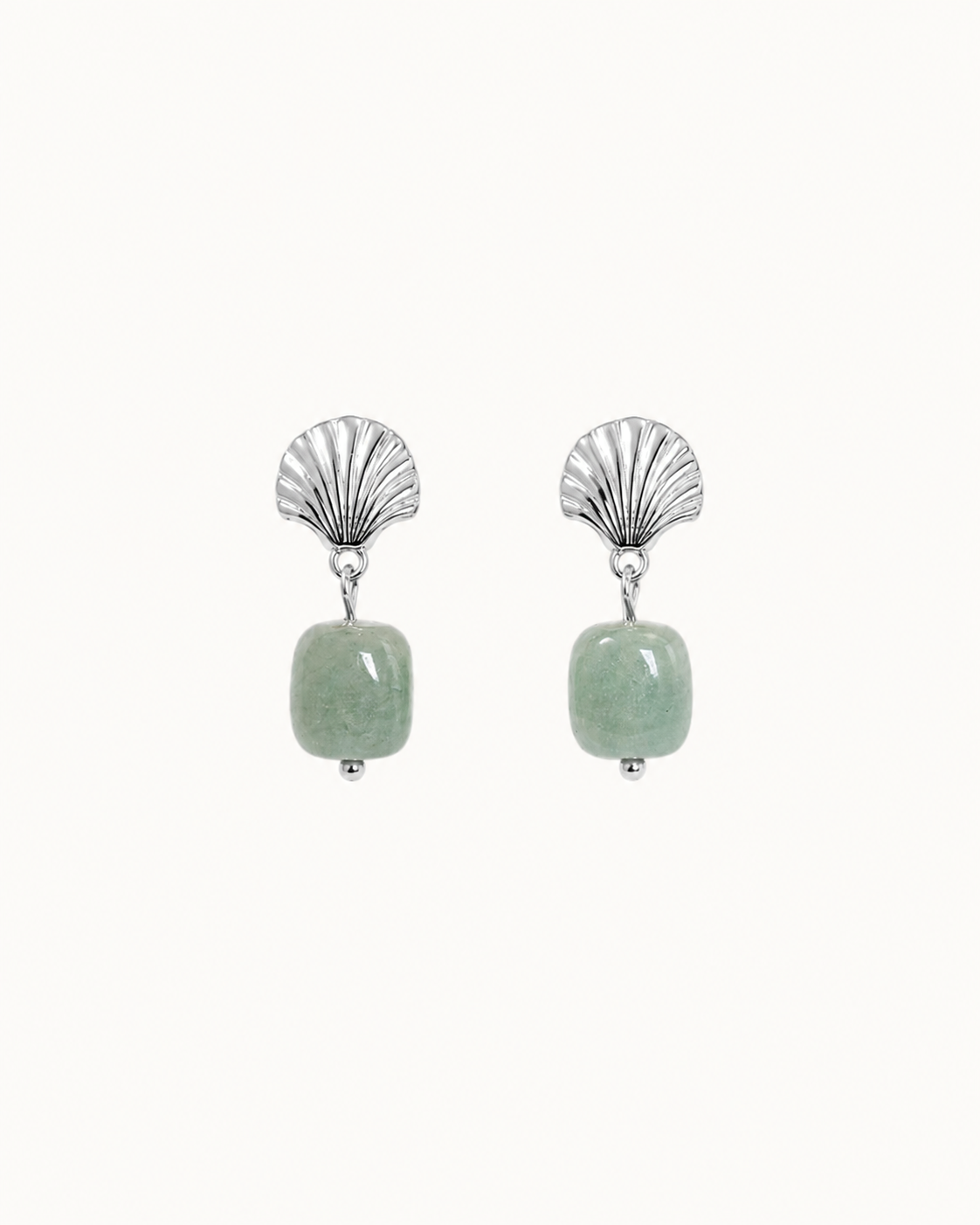 Elora Ohrringe aus 925er Sterlingsilber mit Muscheldesign und Jadestein