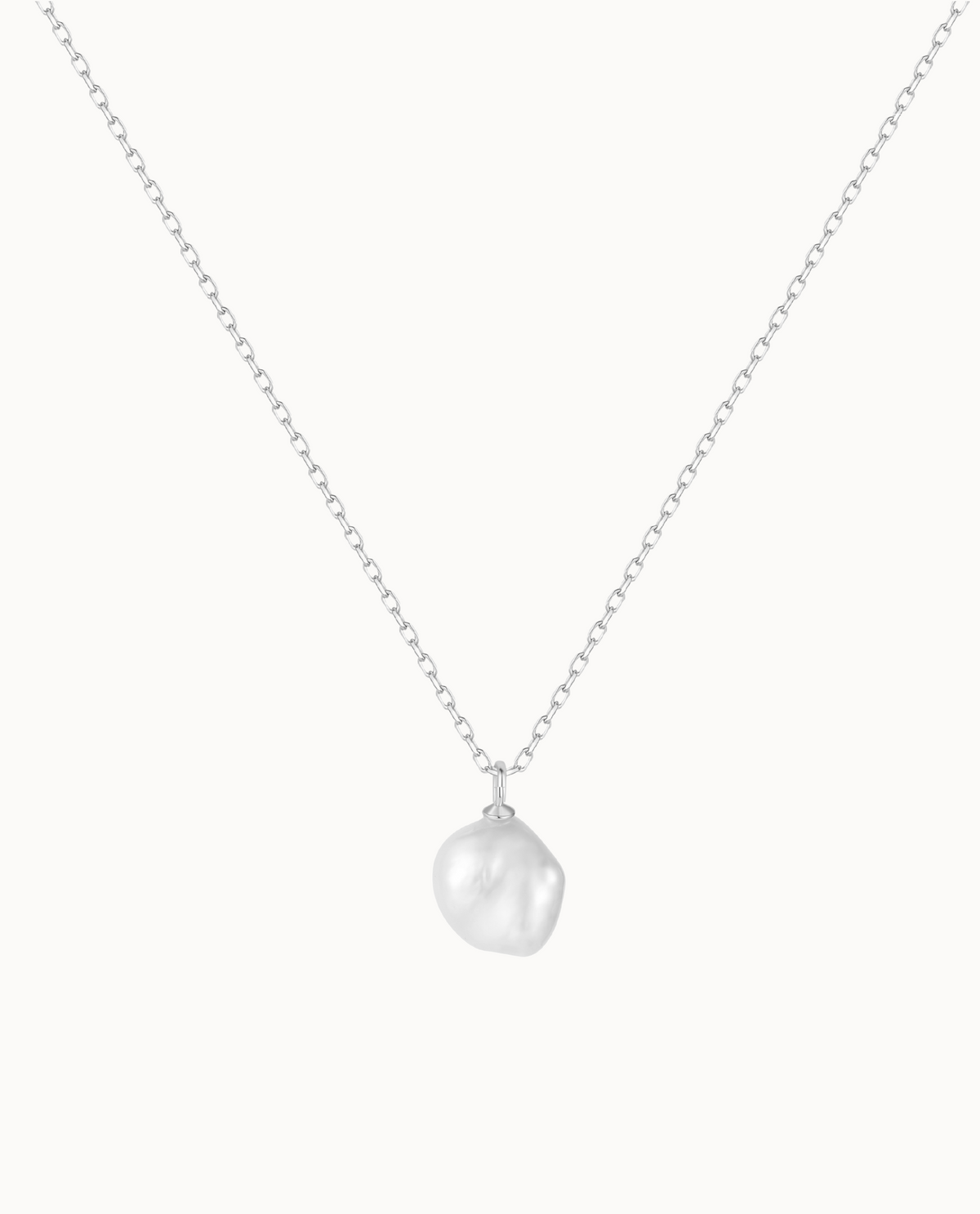 Endri Halskette aus 925er Sterlingsilber mit großer Süßwasserperle als Anhänger