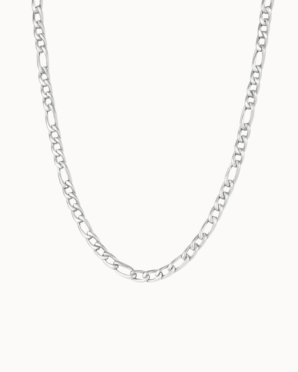 Figaro Chain men's necklace in silver-coloured stainless steel with classic Figaro links