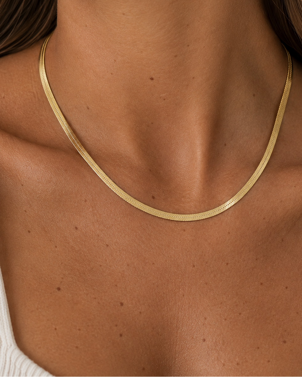 Flat Snake Chain 4 mm i vandfast, forgyldt rustfrit stål