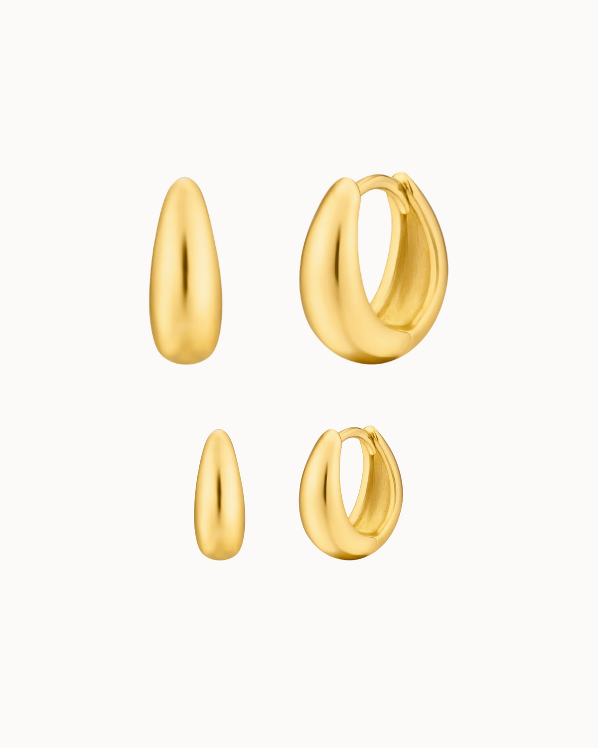 Ease Earrings Stack Set i forgyldt rustfrit stål – to par øreringe i forskellige størrelser